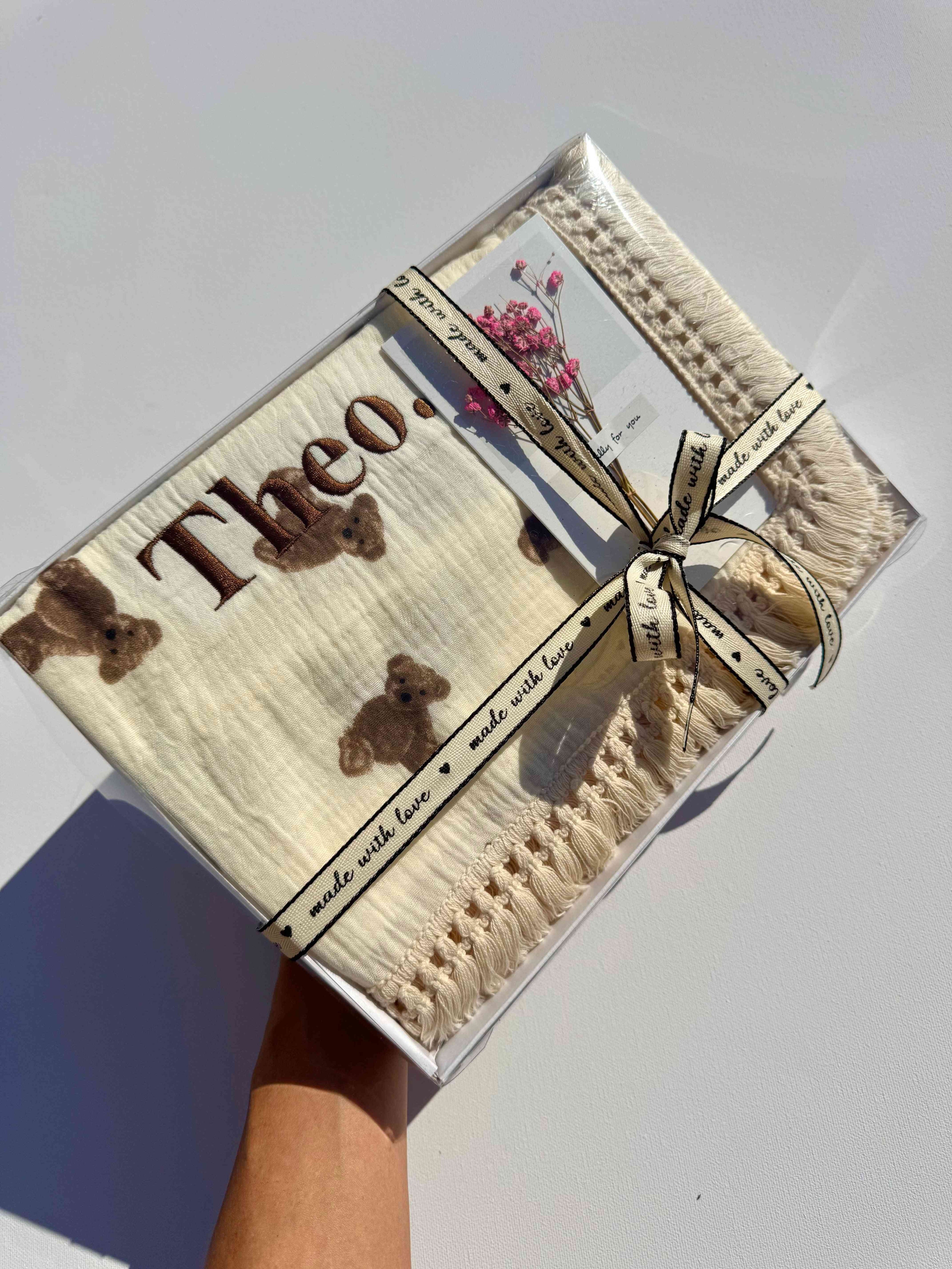 Taupe Personalized Muslin 100% Cotton Blanket