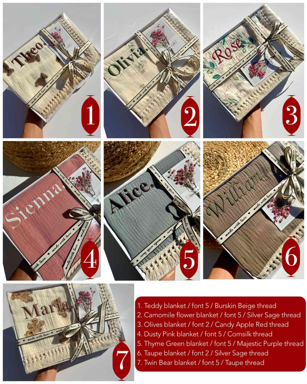 Taupe Personalized Muslin 100% Cotton Blanket
