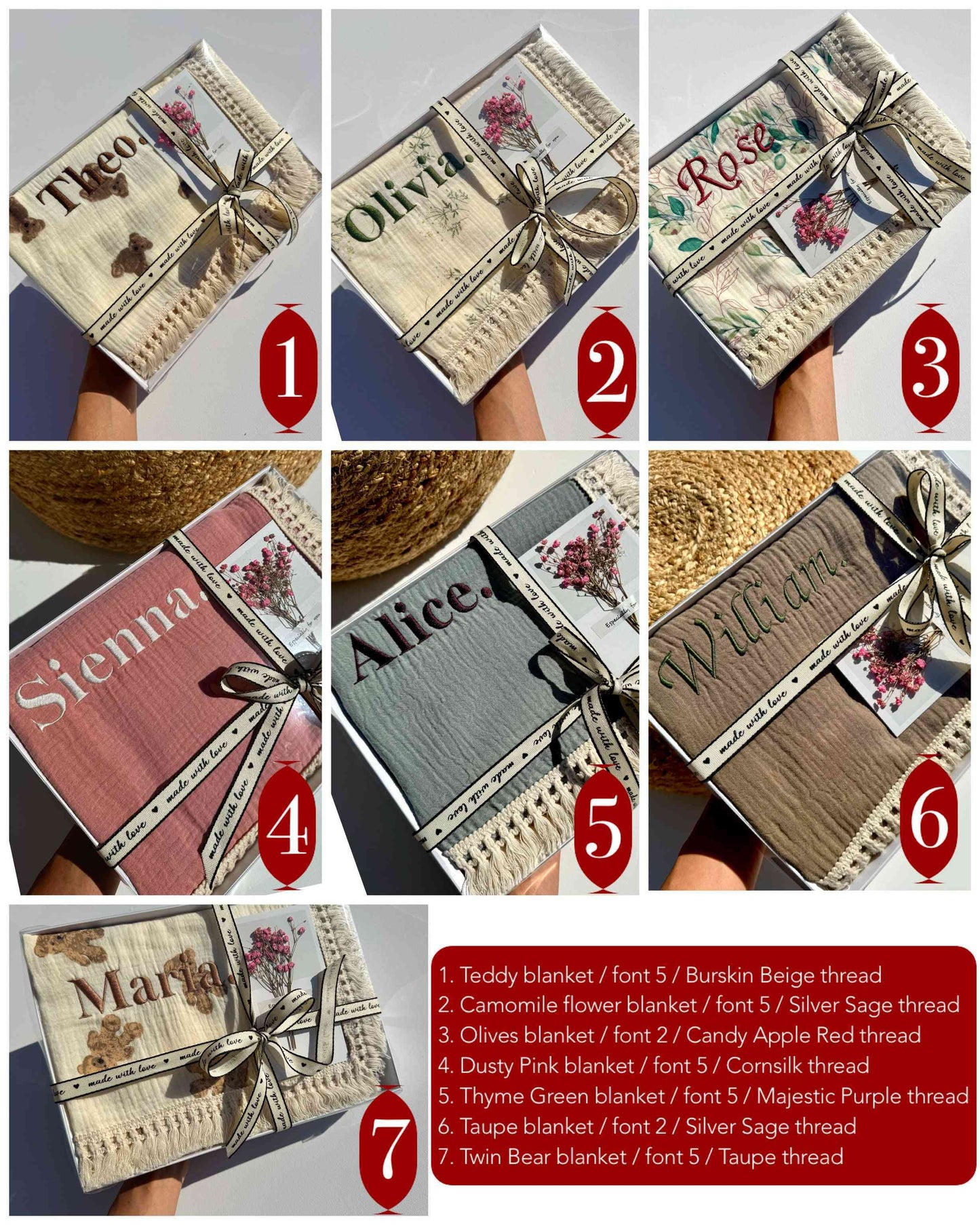 Taupe Personalized Muslin 100% Cotton Blanket