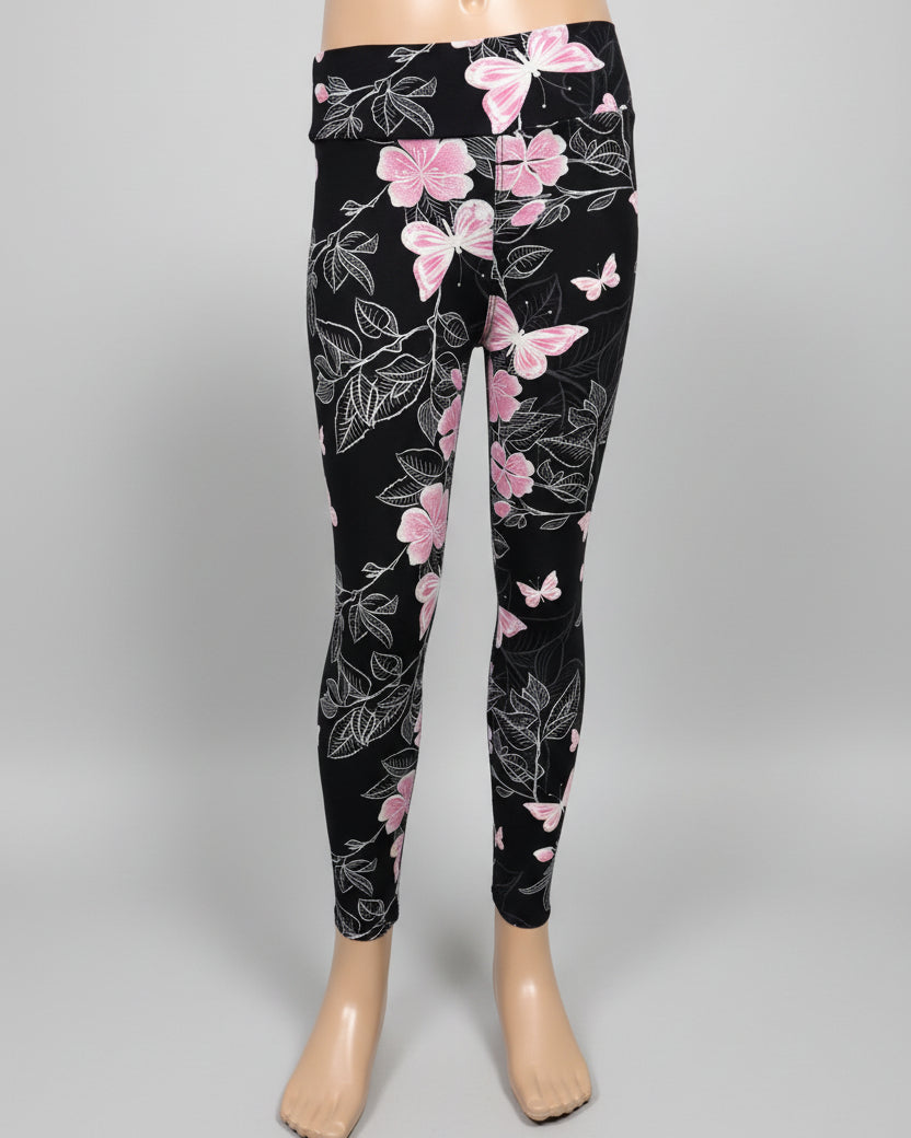 Flower & butterfly patterned leggings