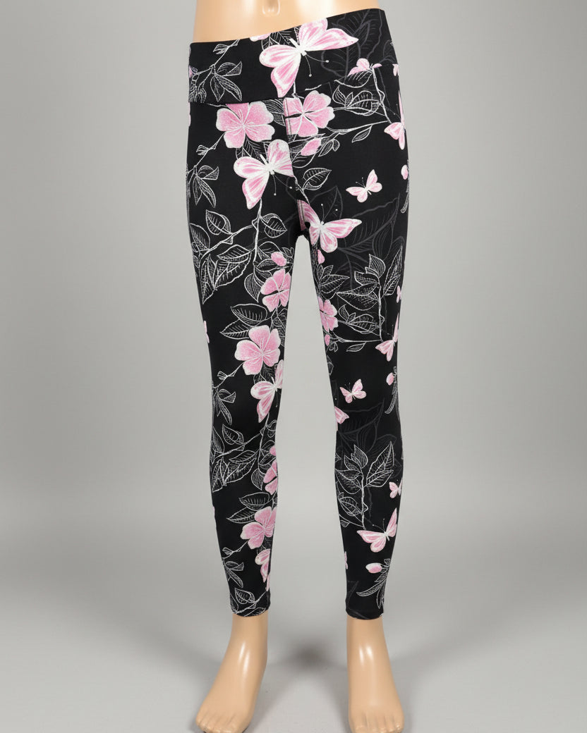 Flower & butterfly patterned leggings