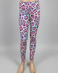 Vibrant colourful leopard print leggings, full length
