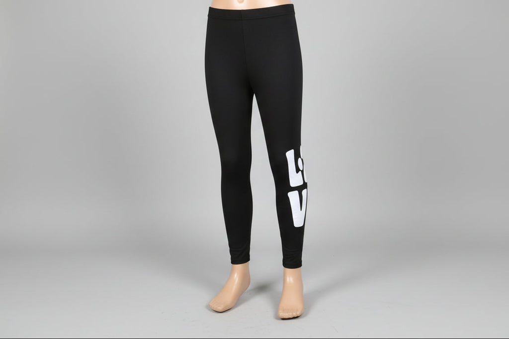 Black paw love design full length stretch leggings