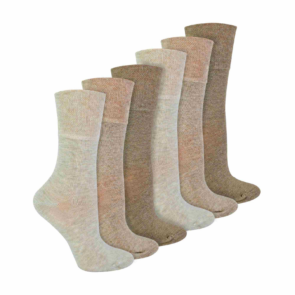 6 Pack Ladies Non Elastic Bamboo Diabetic Socks