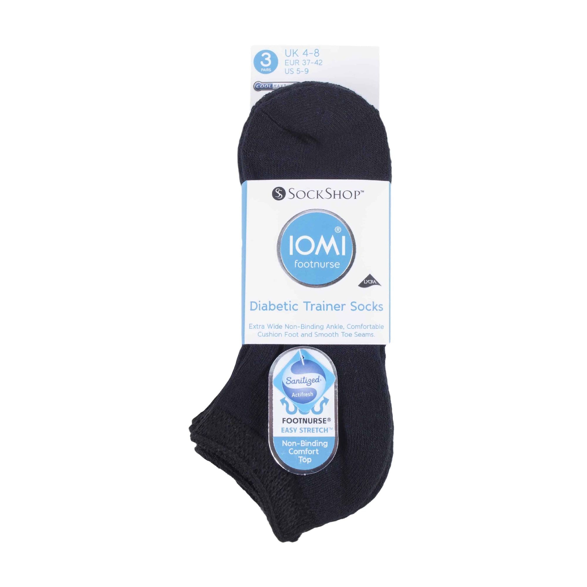 3 Pack Cotton Trainer Diabetic Socks for Swollen Feet & Ankles