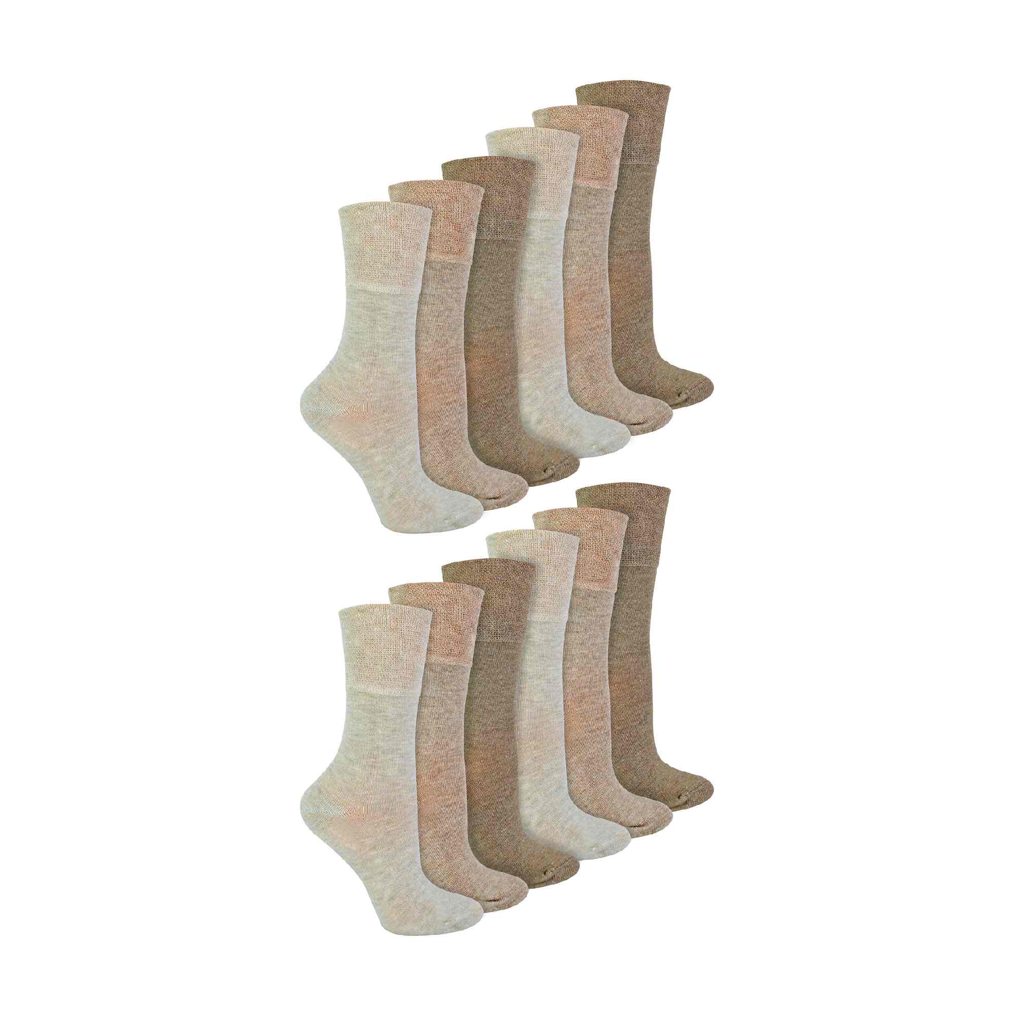 12 Pairs Ladies Diabetic Bamboo Socks | Non Elastic Gentle Grip Top Socks