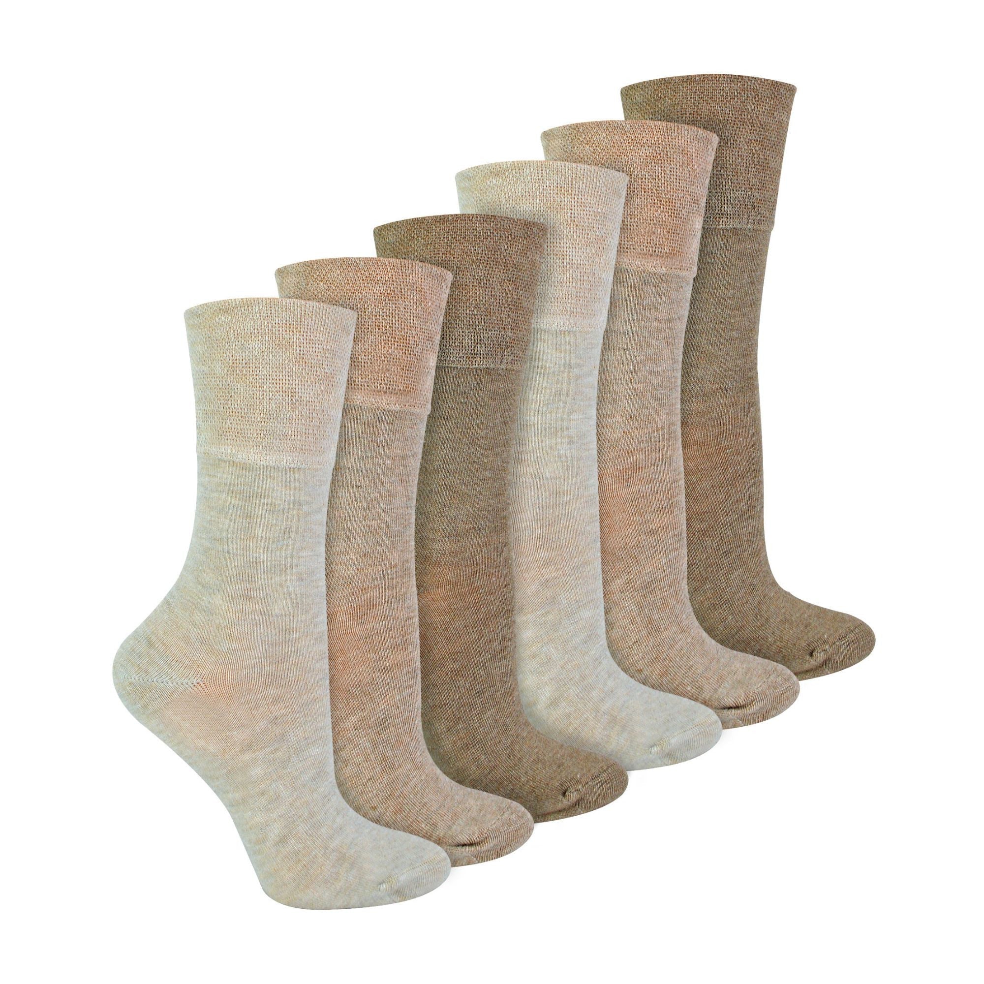 6 Pack Ladies Non Elastic Bamboo Diabetic Socks