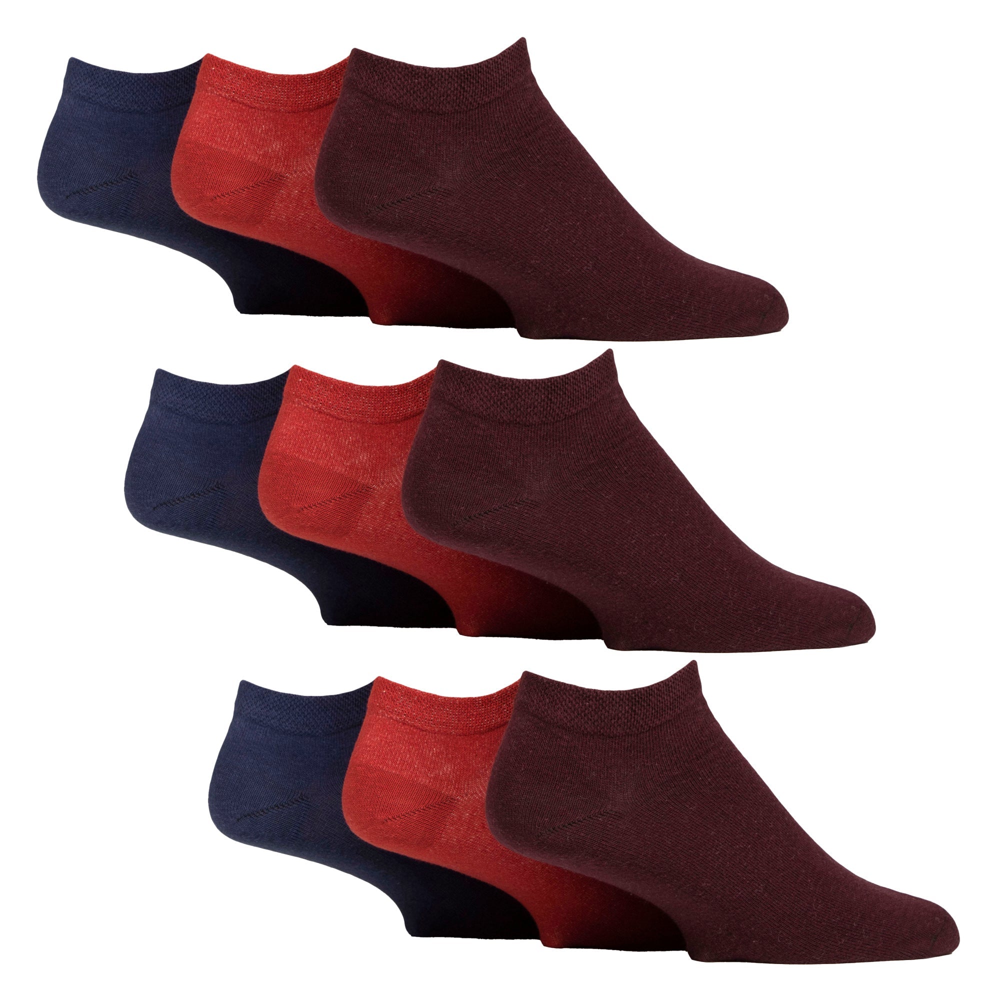 9 Pack Mens Diabetic Trainer Socks | Non Elastic Extra Wide Ankle Socks