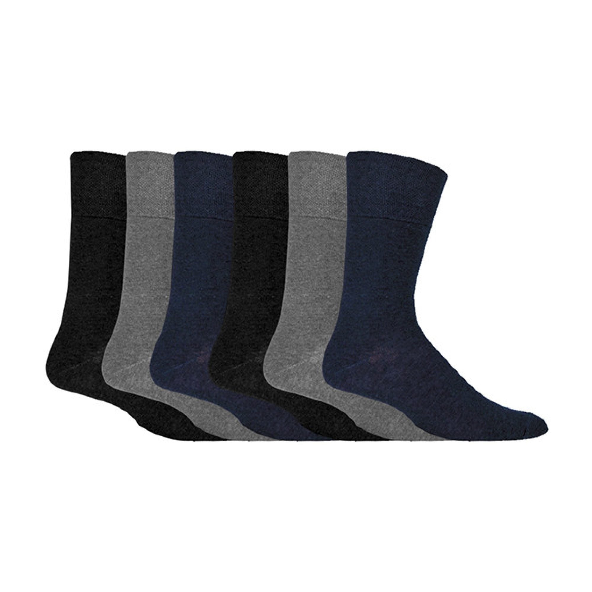 6 Pack Mens Non Elastic Cotton Diabetic Socks with Seamless Toe