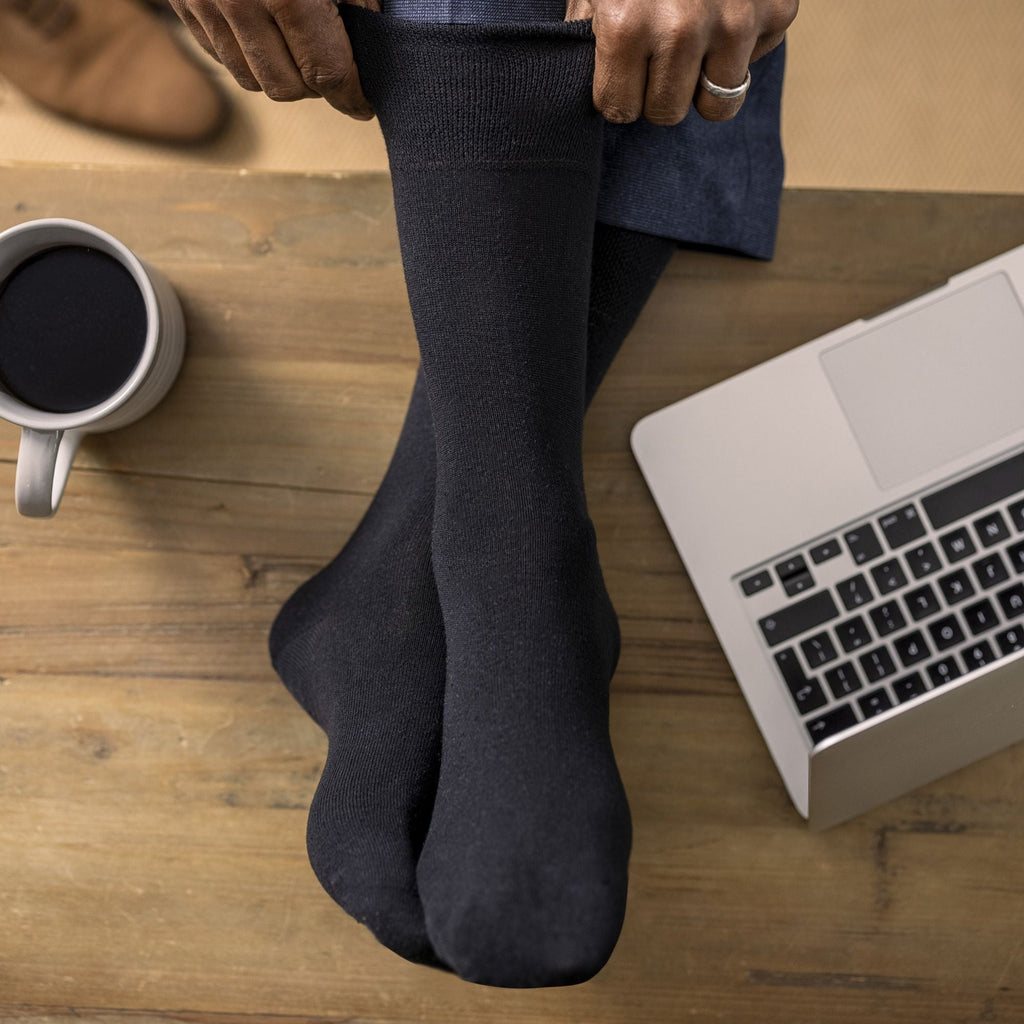 6 Pack Mens Non Elastic Cotton Diabetic Socks with Seamless Toe