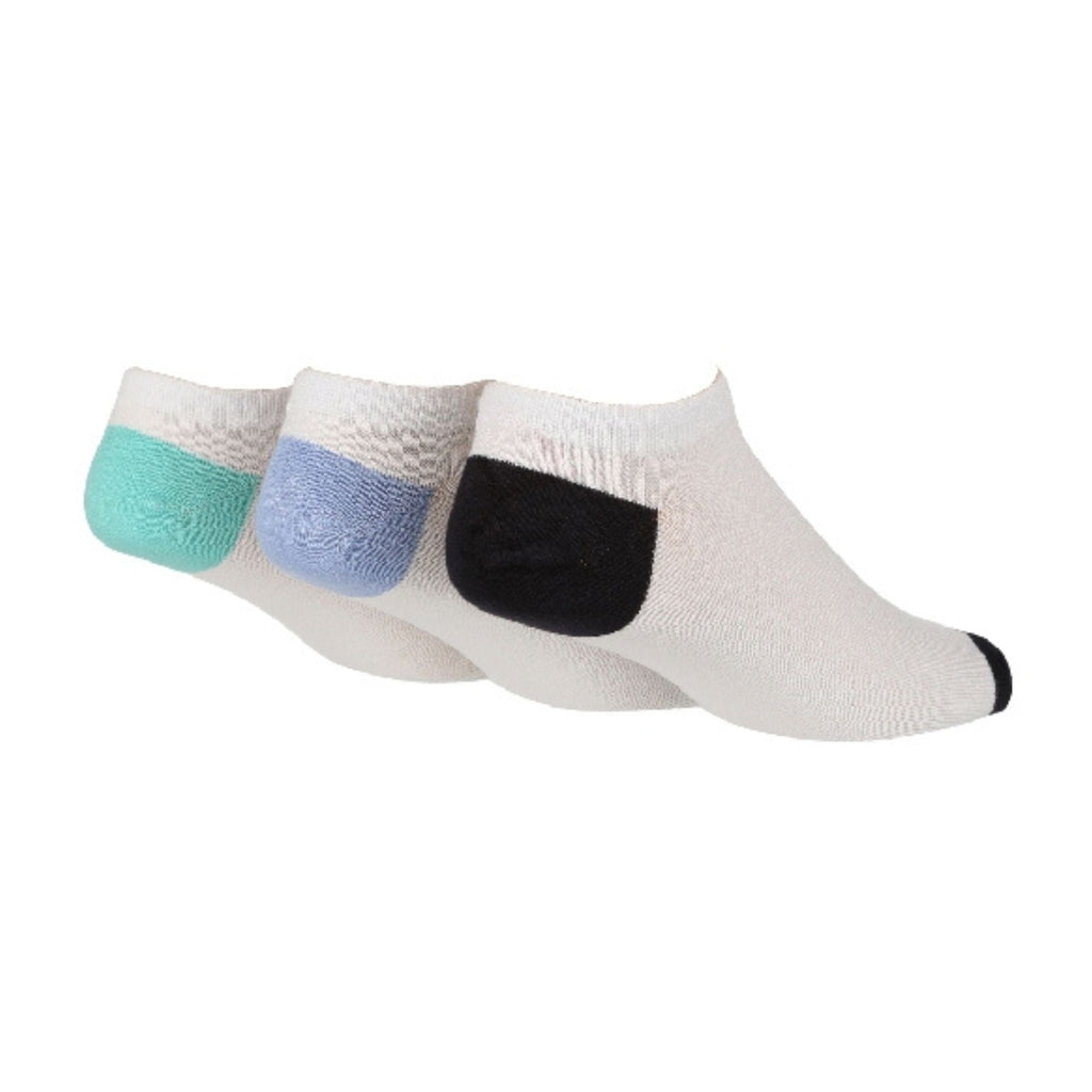 3 Pack Mens Bamboo Trainer Socks with Coloured Heel & Toe