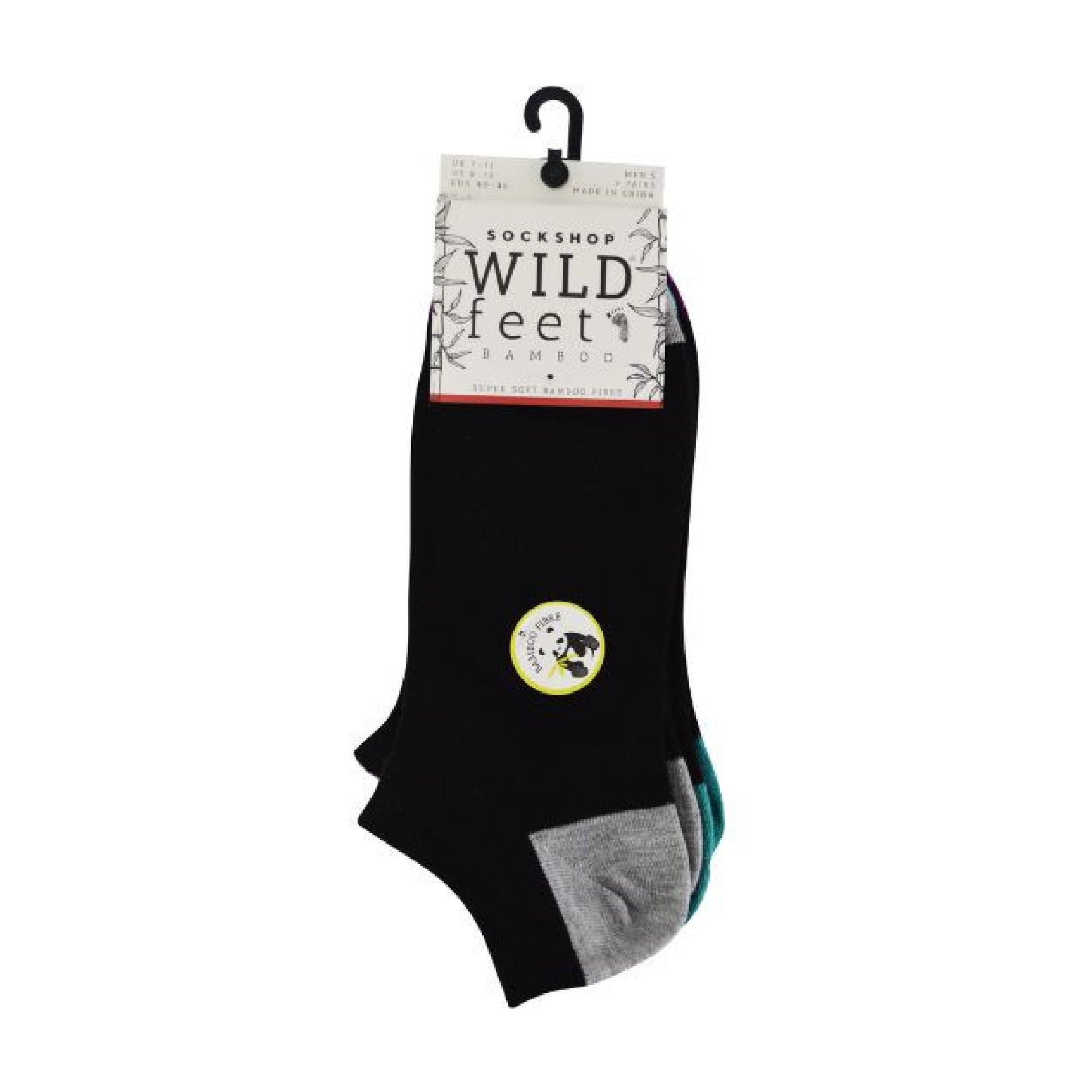 3 Pack Mens Bamboo Trainer Socks with Coloured Heel & Toe