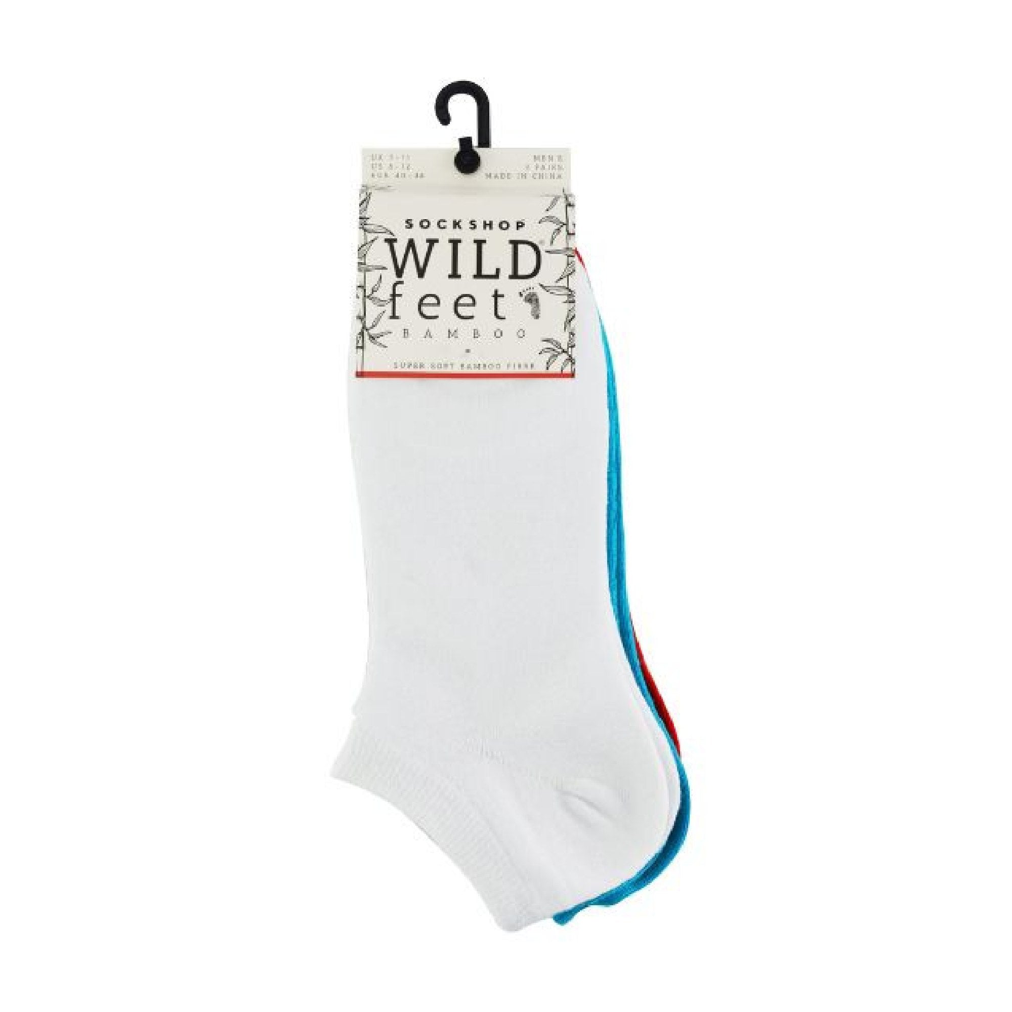 3 Pack Mens Bamboo Trainer Socks with Coloured Heel & Toe