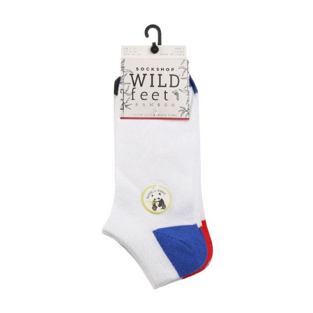 5 Pack Mens Bamboo Trainer Socks with Coloured Heel & Toe
