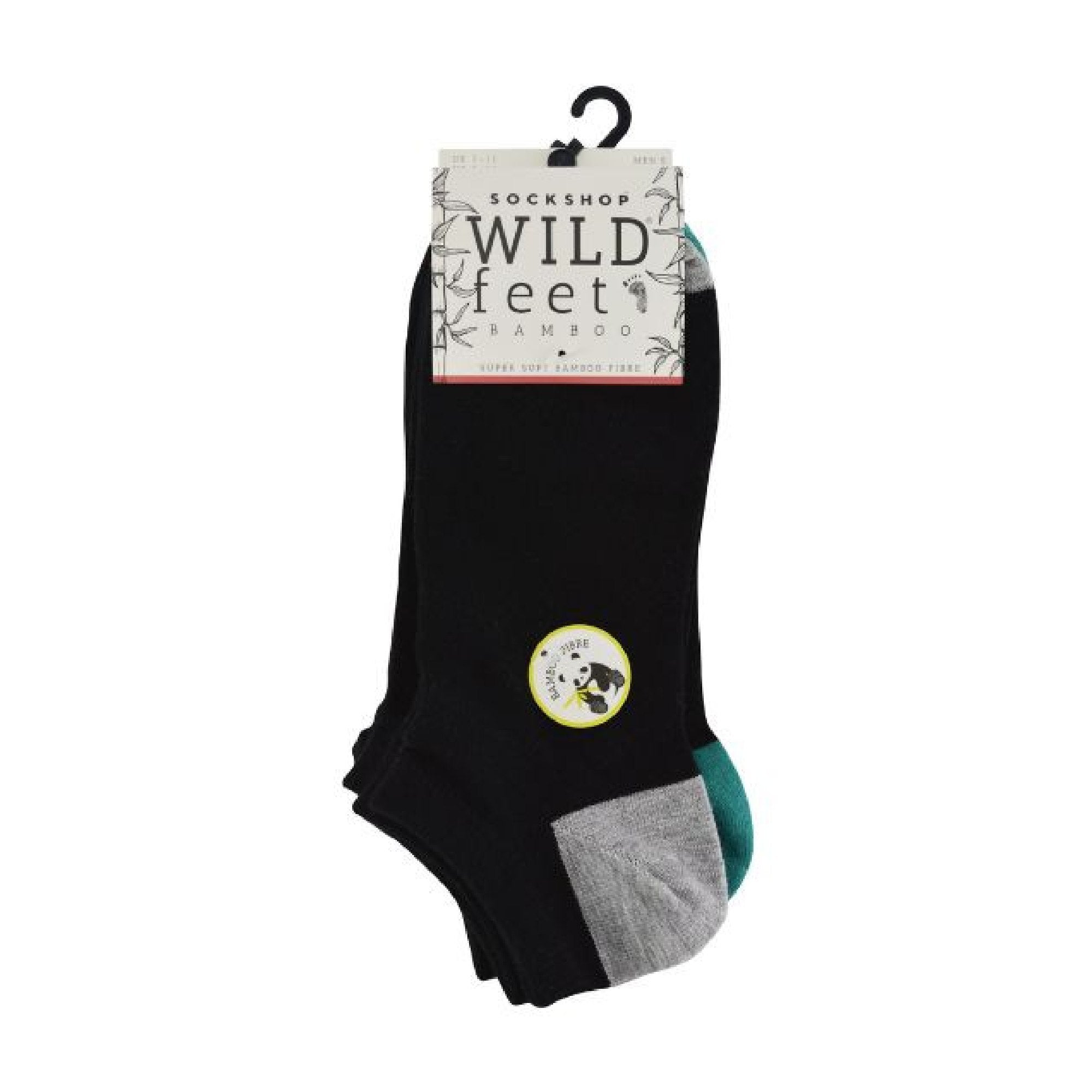 5 Pack Mens Bamboo Trainer Socks with Coloured Heel & Toe