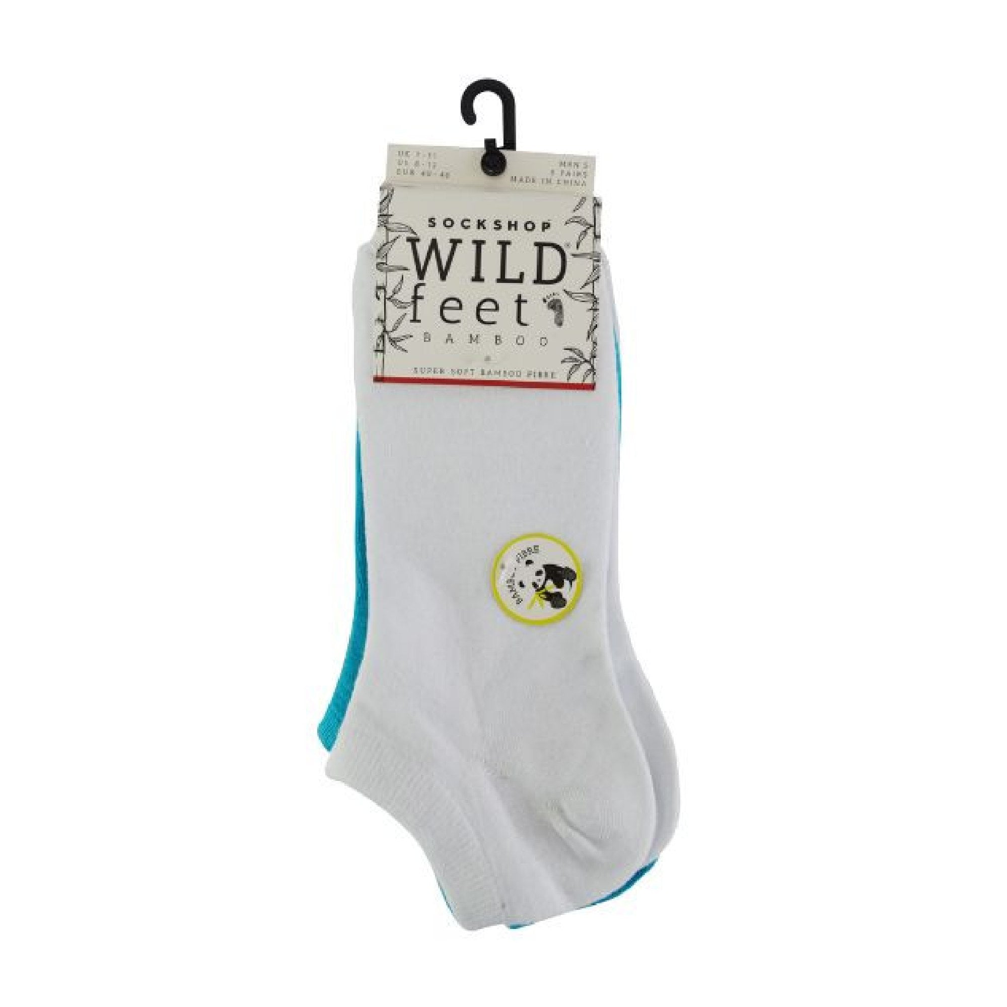 5 Pack Mens Bamboo Trainer Socks with Coloured Heel & Toe