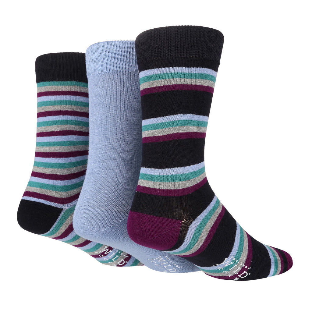 6 Pairs Mens Multipack Bamboo Dress Socks with Stylish Stripes and Polka Dots