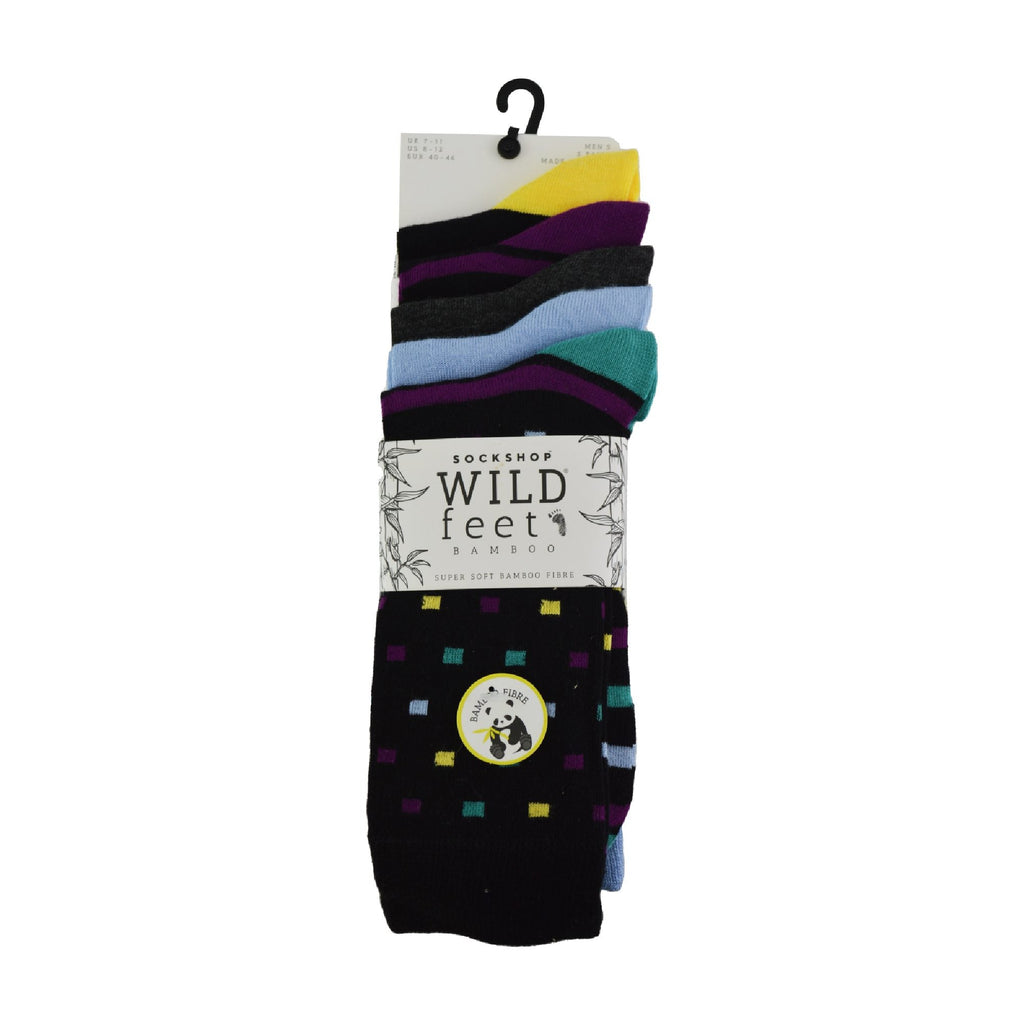 5 Pack Mens Colourful Striped Patterned Bamboo Dress Socks