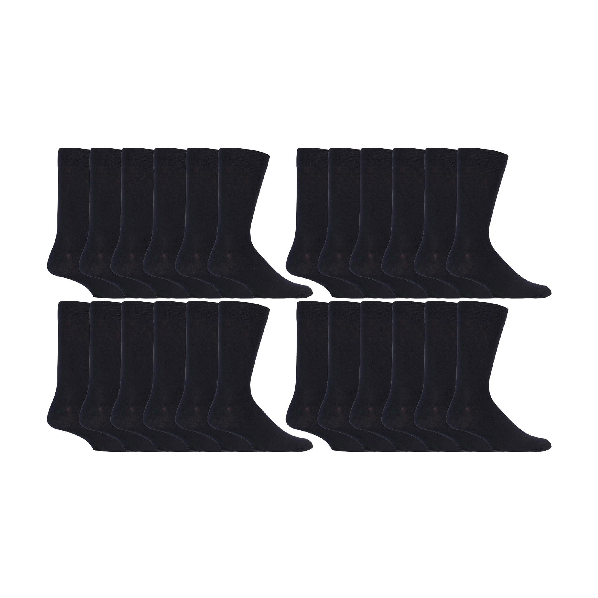 Mens Cotton Plain Black Dress Socks (Multipack Options)