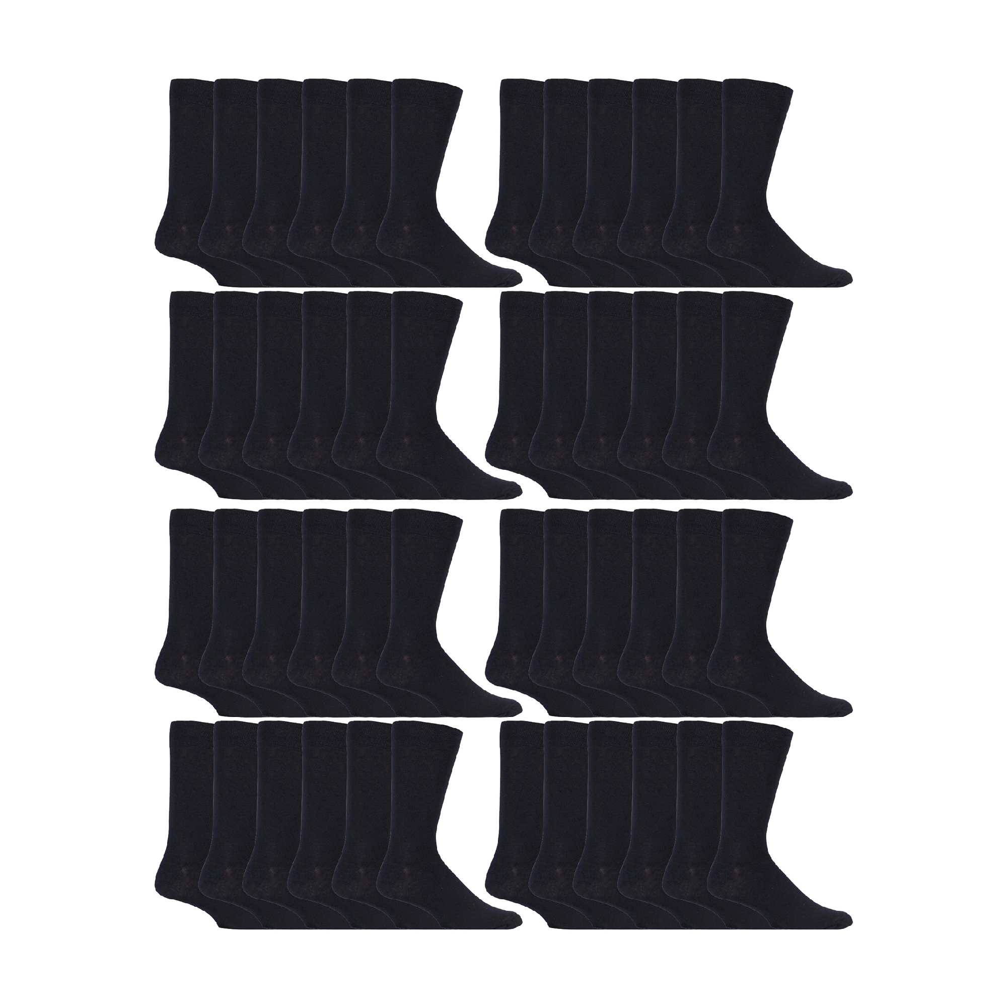 Mens Cotton Plain Black Dress Socks (Multipack Options)