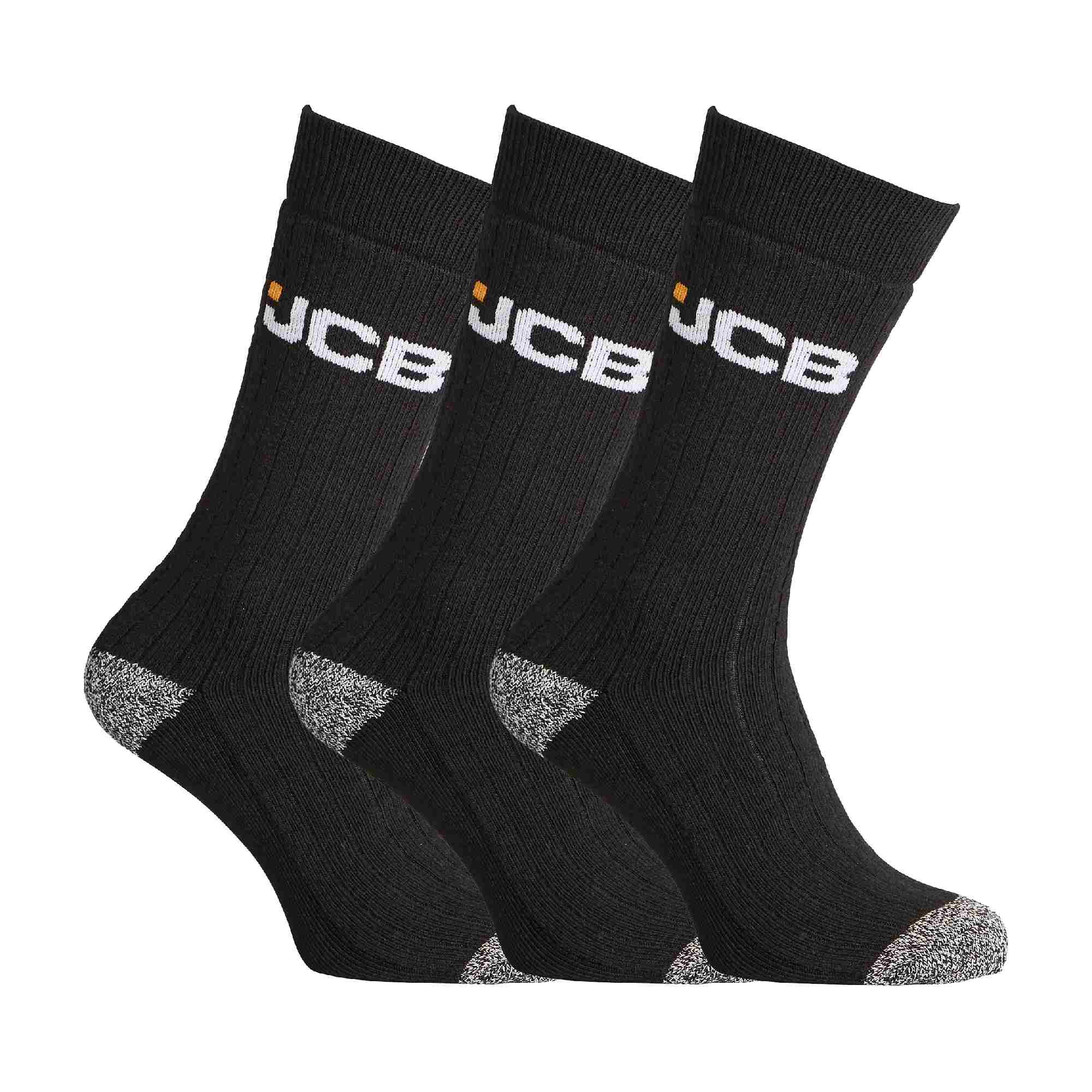 3 Pack Mens Black Grey Cushioned Boot Work Socks