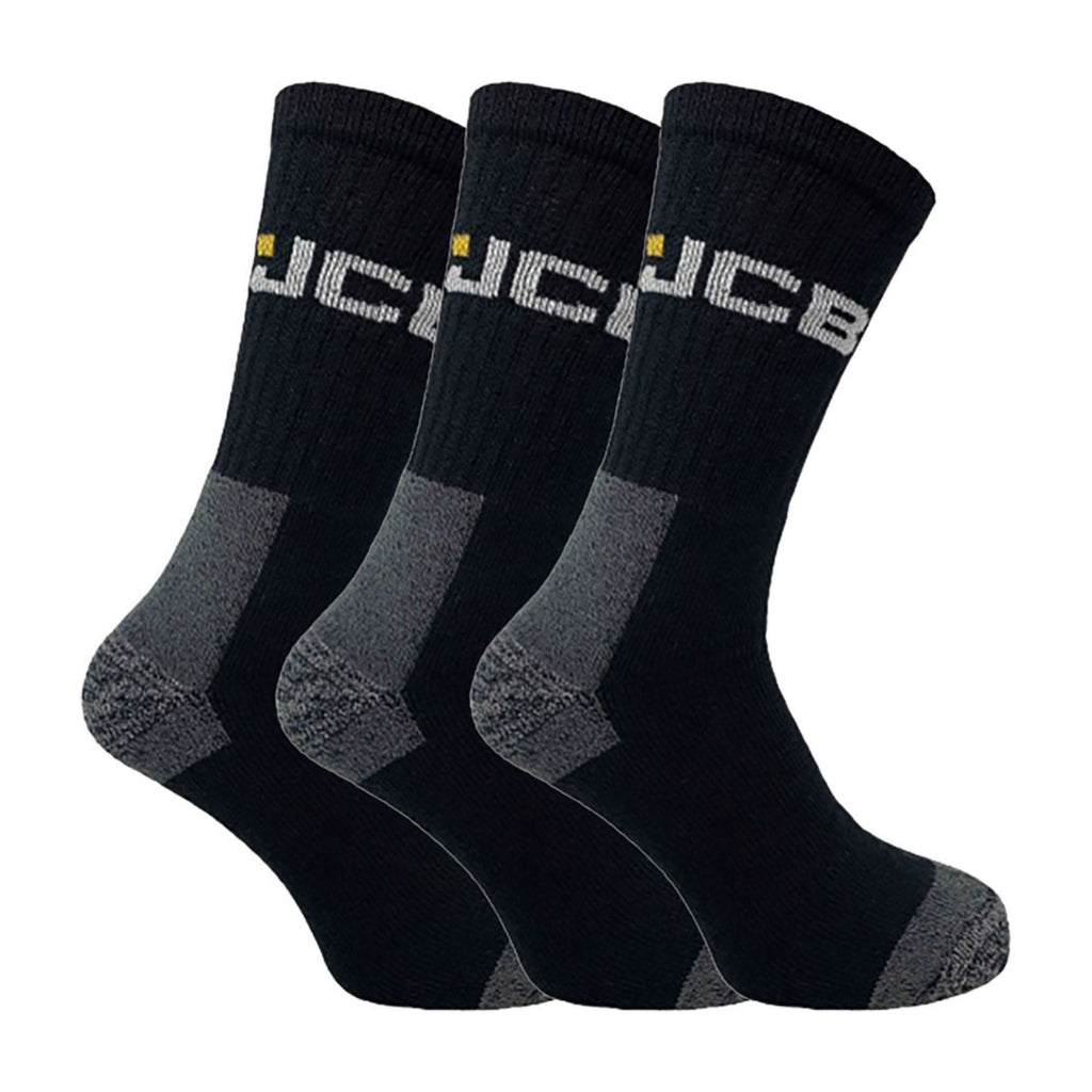 3 Pack Mens Cushioned Reinforced Heel & Toe Work Socks