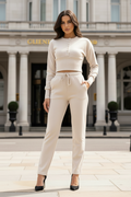 Ladies New Compressed Rib Button Suit