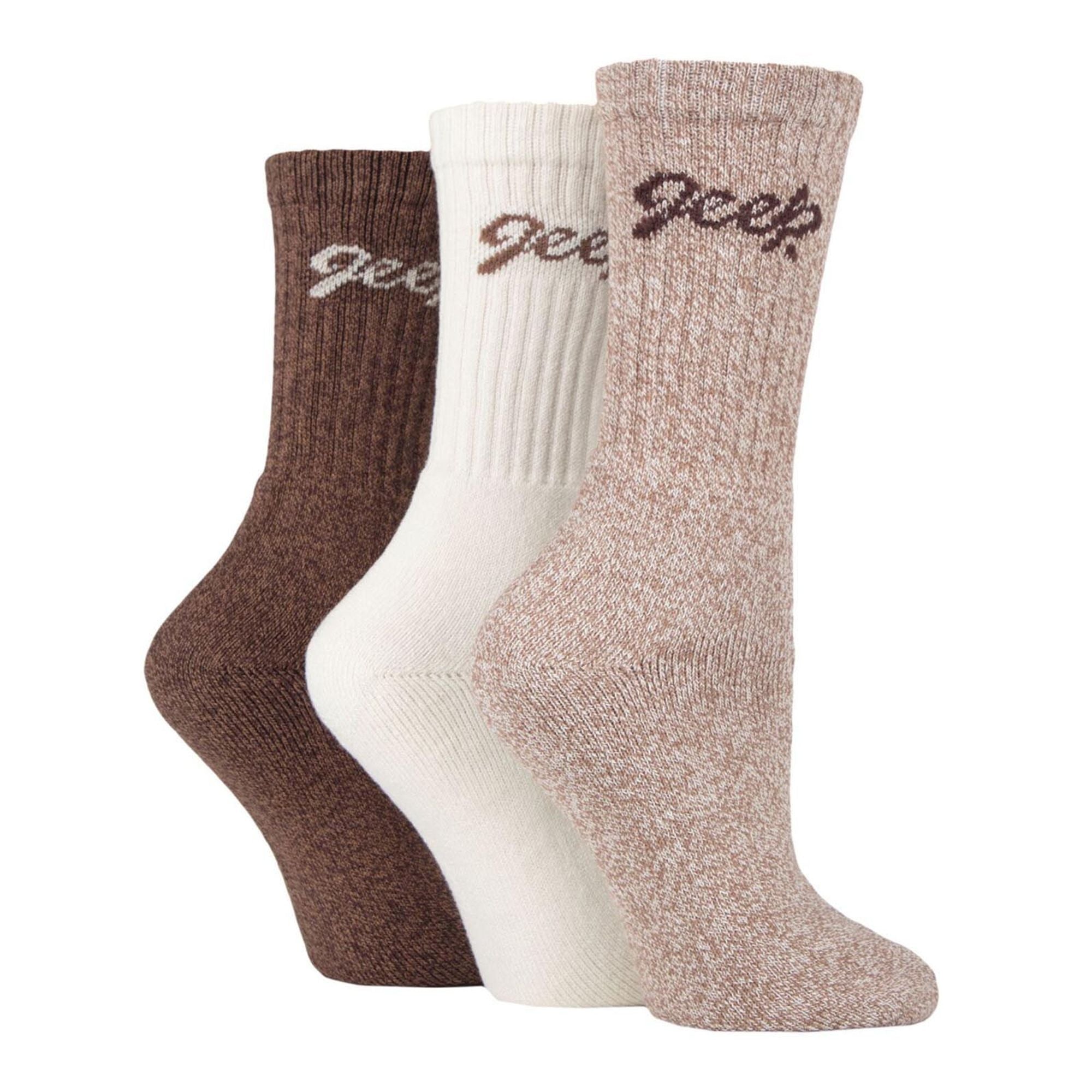 Ladies Ribbed Outdoor Boot Socks - 3 Pack, Reinforced Heel and Toe Hiking Socks