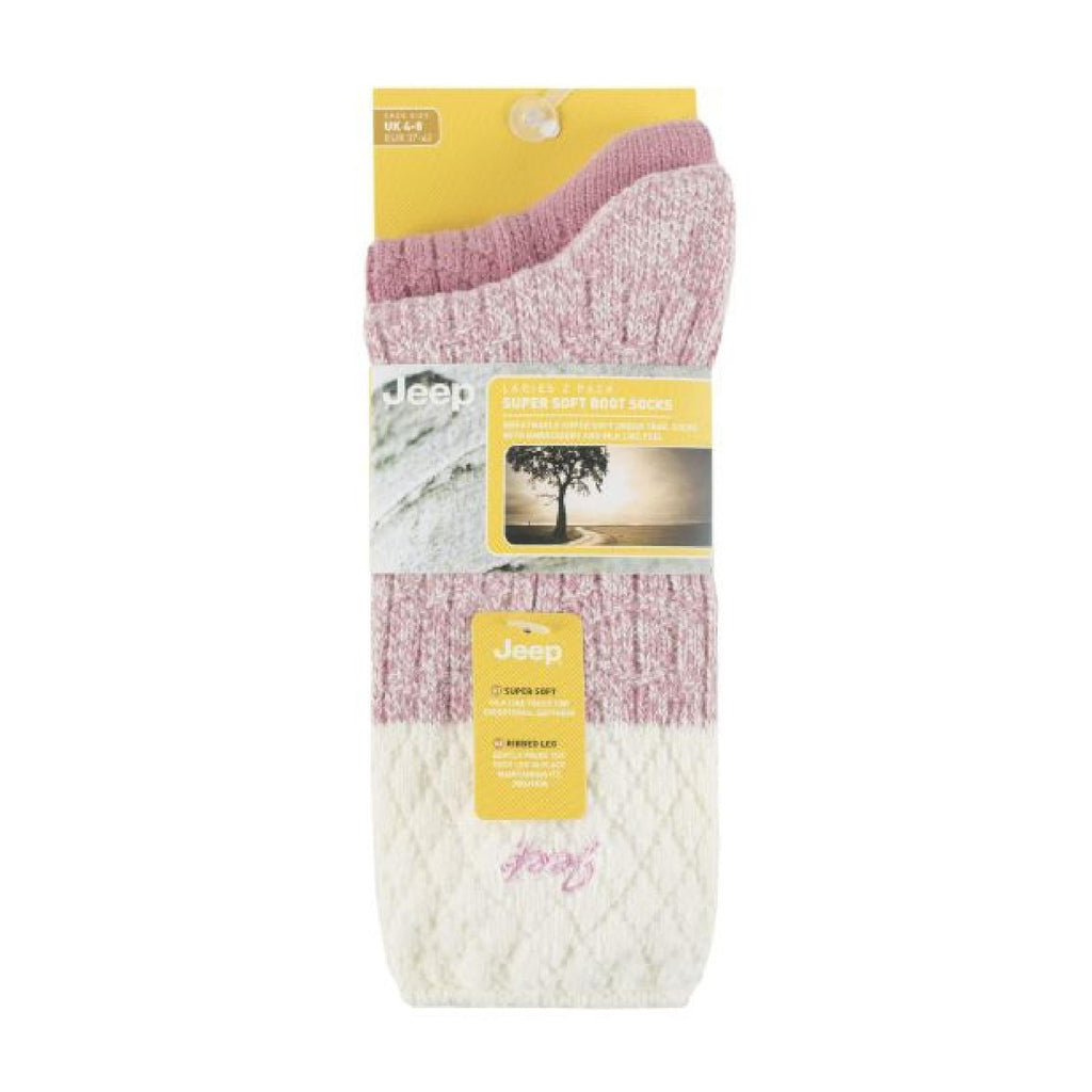 2 Pack Ladies Supersoft Warm Ribbed Thick Hiking Boot Socks