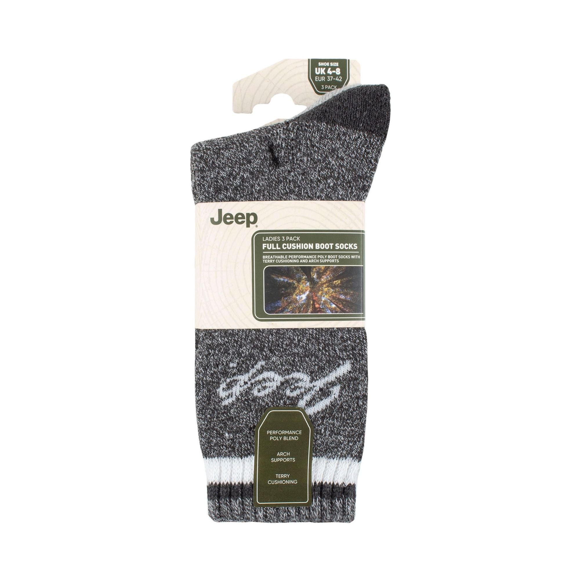 3 Pack Ladies Performance Boot Socks | Women's Ribbed Cushioned Comfort Socks