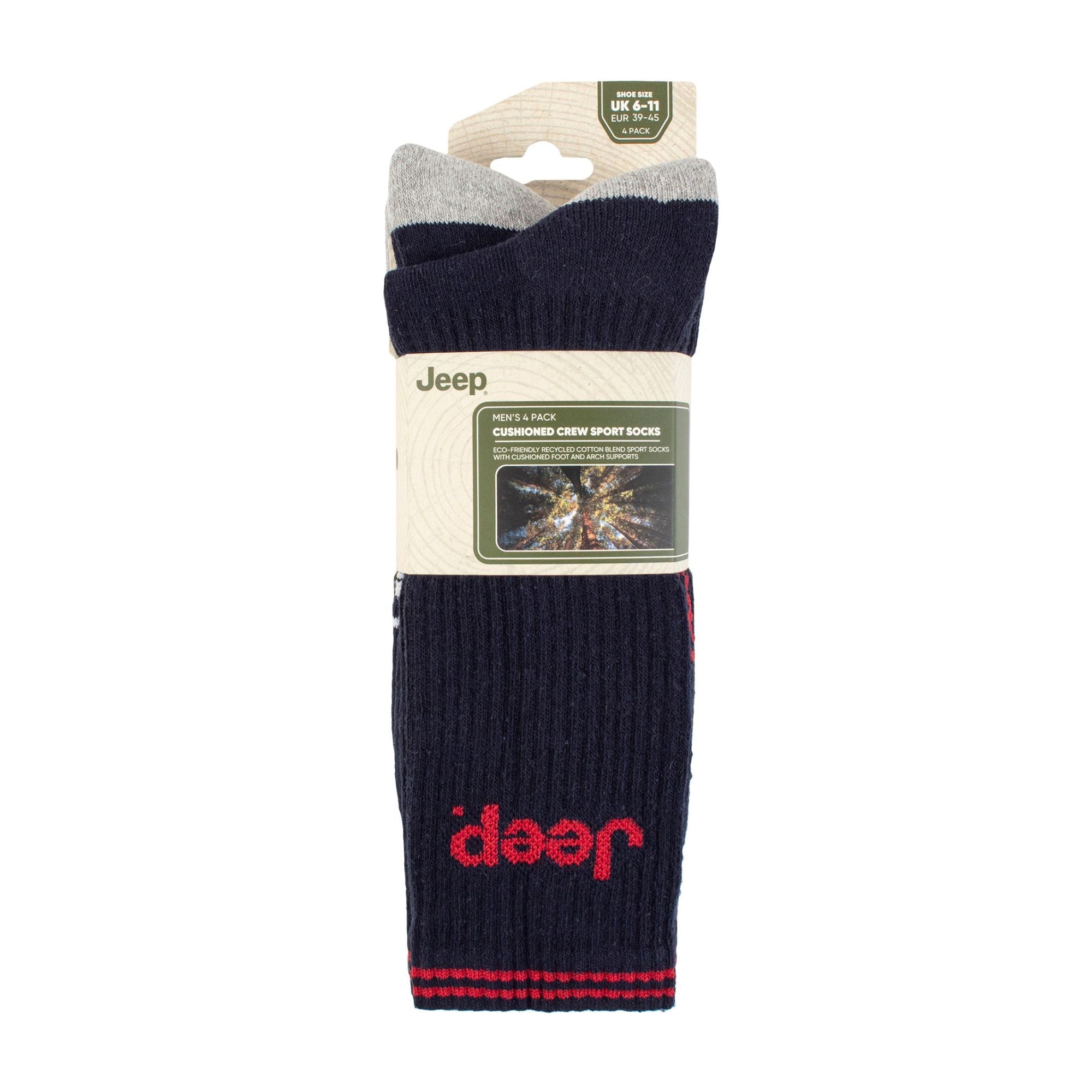 Men's Cushioned Crew Socks - 4 Pack Sport Running Socks