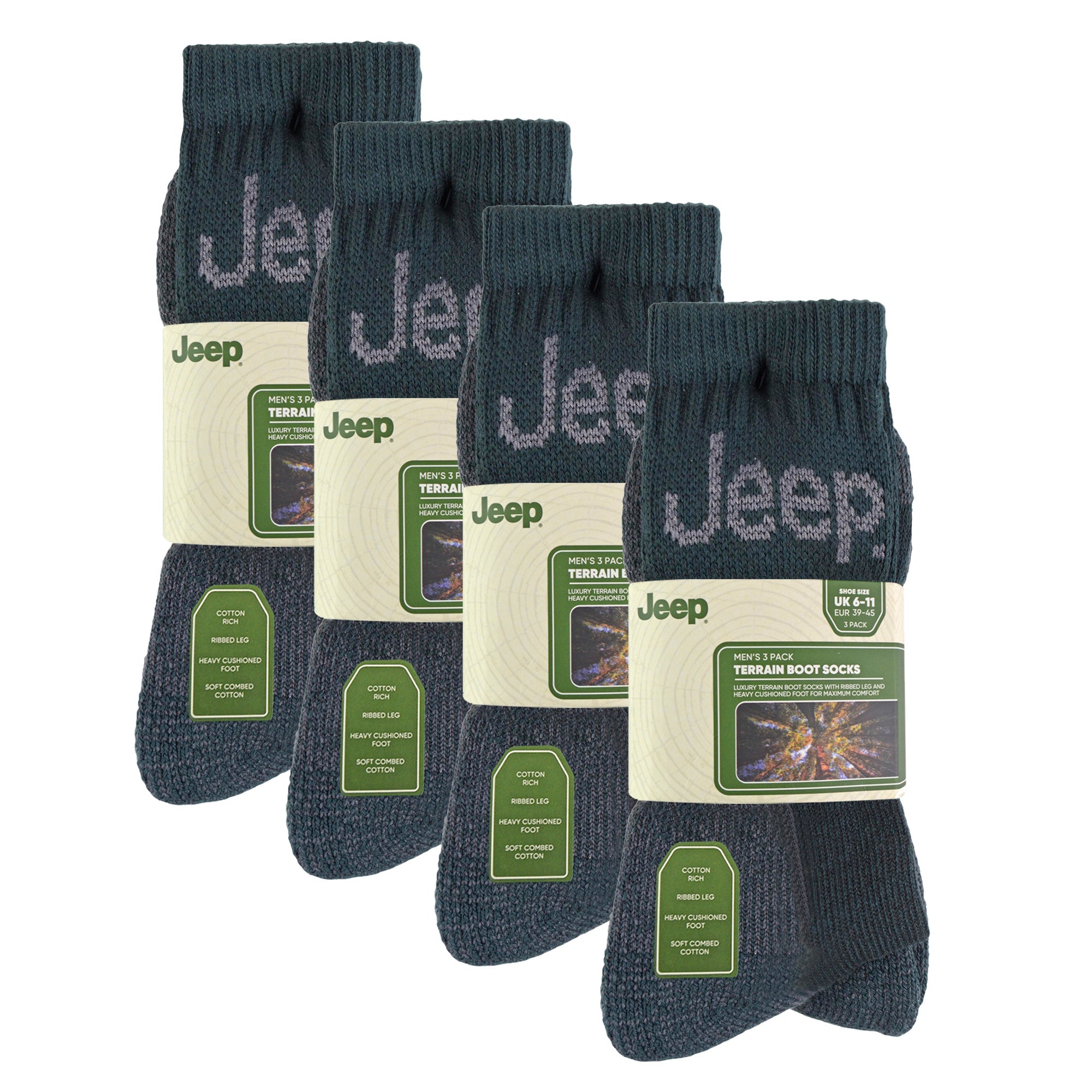 Mens Luxury Cushioned Cotton Hiking Socks (Multipack Options)