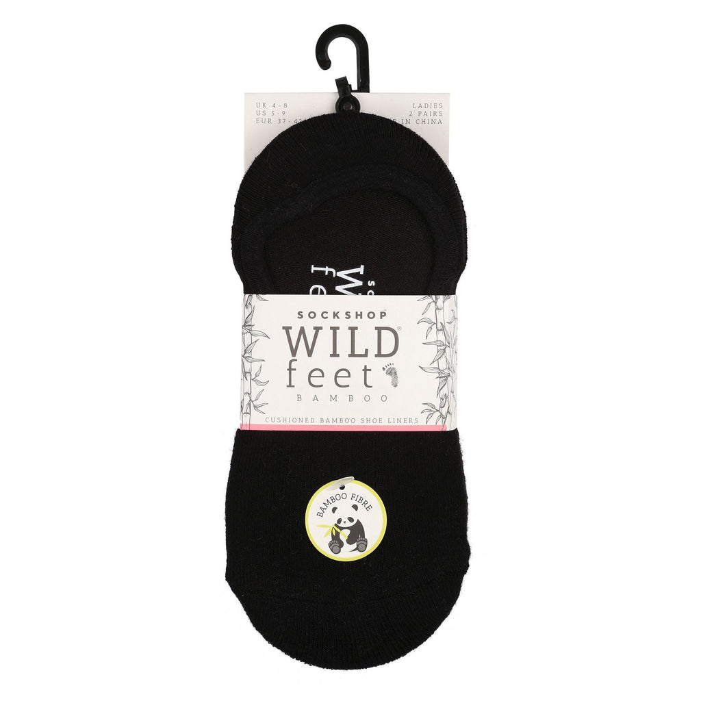 2 Pack Ladies Bamboo No Show Socks | Novelty Cushioned Socks with Heel Grip