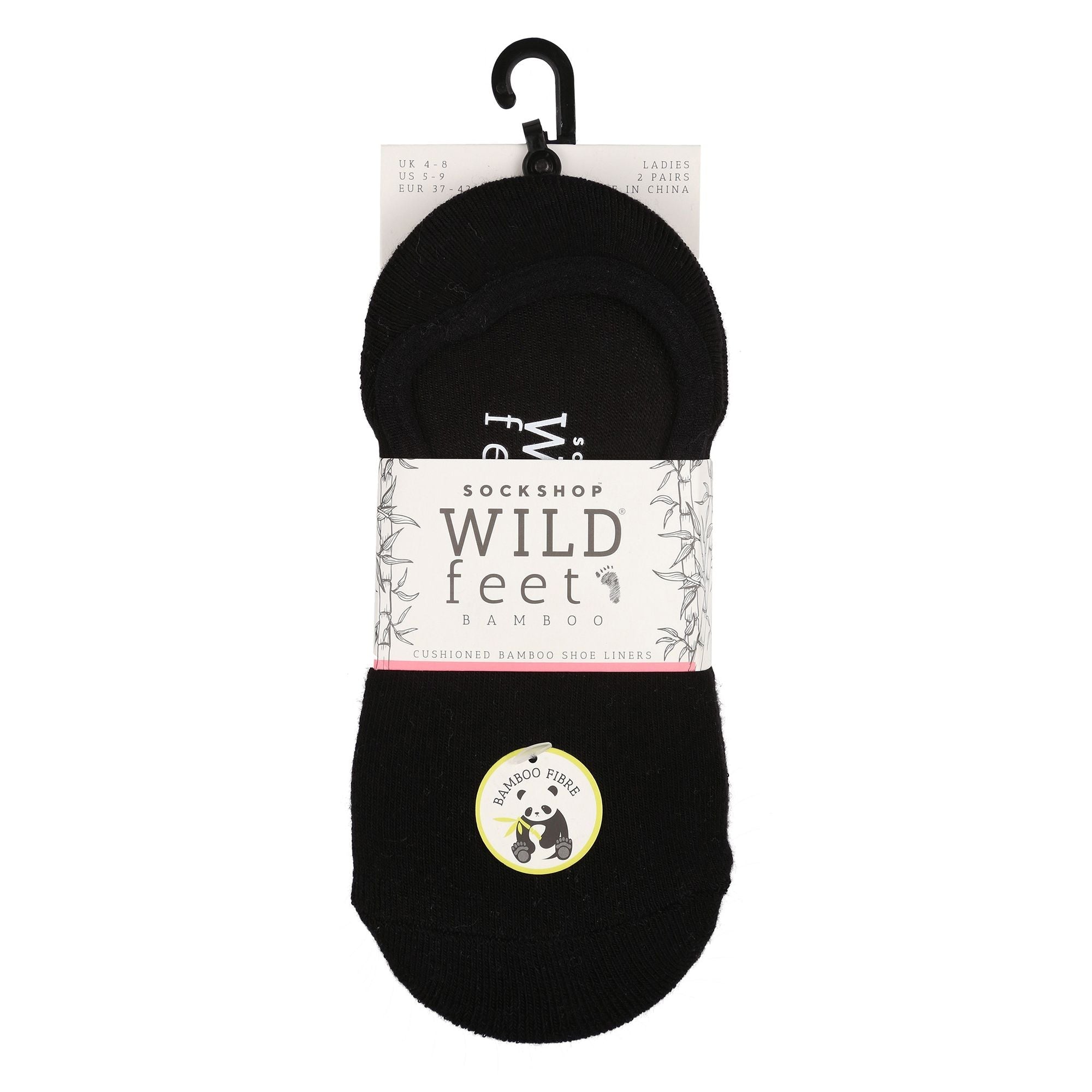 2 Pack Ladies Bamboo No Show Socks | Novelty Cushioned Socks with Heel Grip