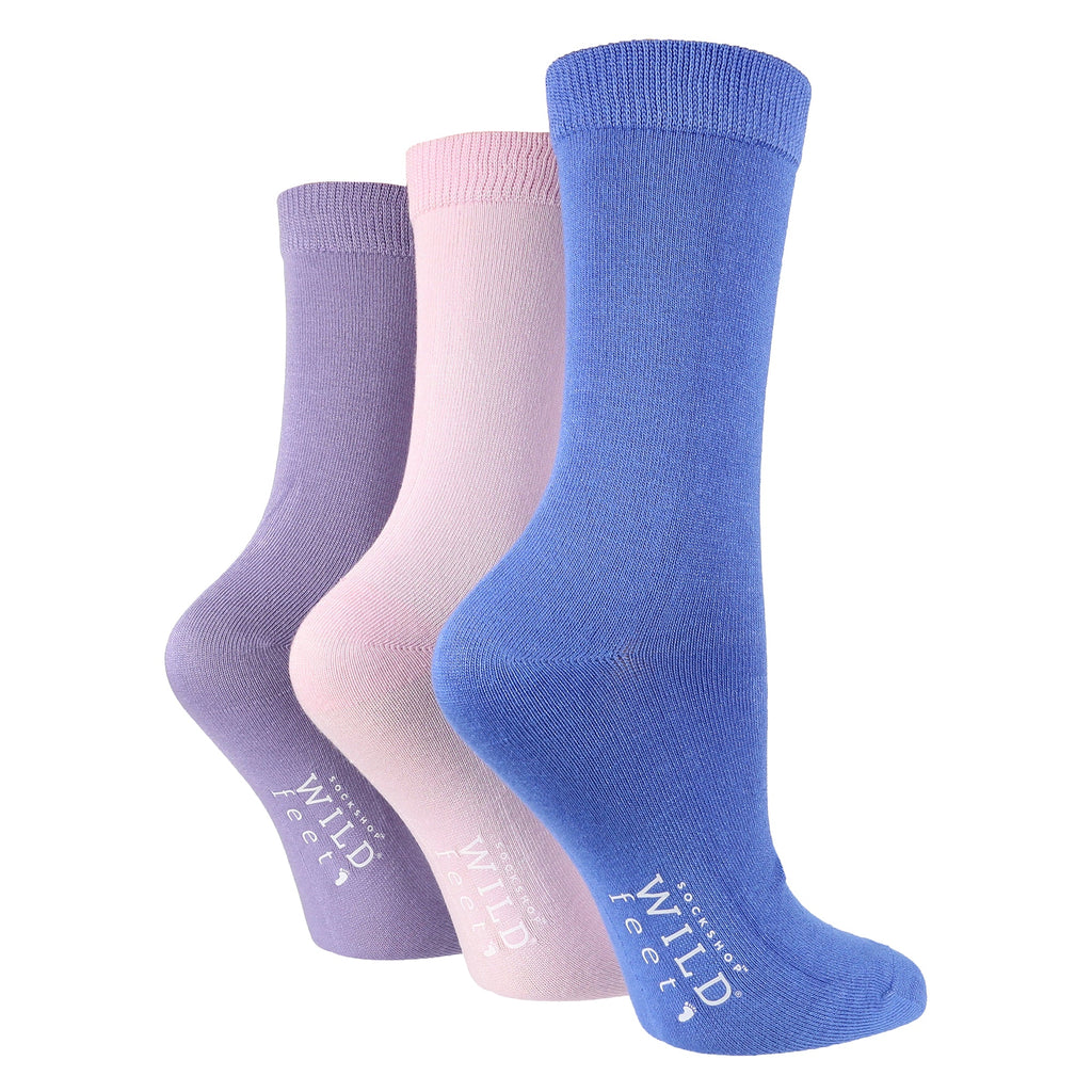 3 Pack Ladies Plain Coloured Bamboo Socks for Summer