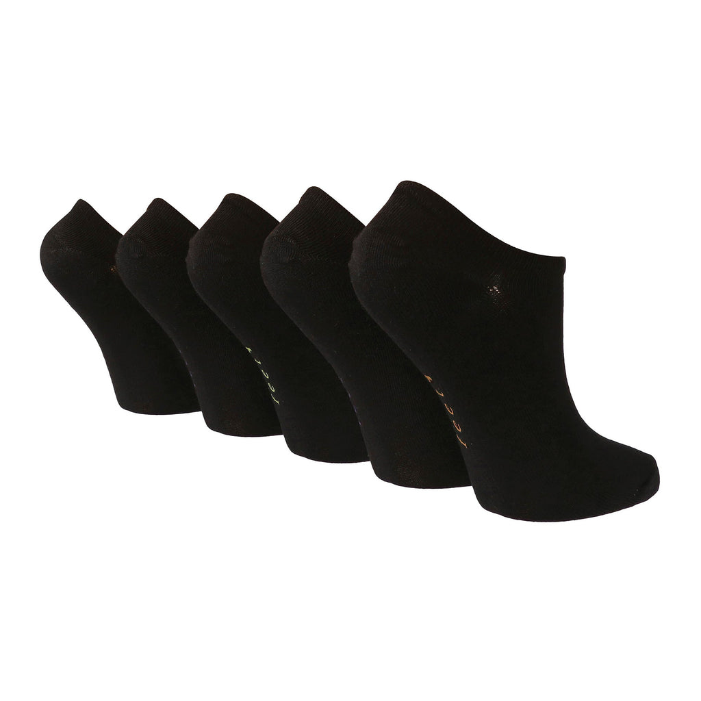 5 Pack Ladies Plain Contrast Liner Socks