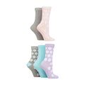 5 Pack Ladies Jacquard Patterned Crew Socks