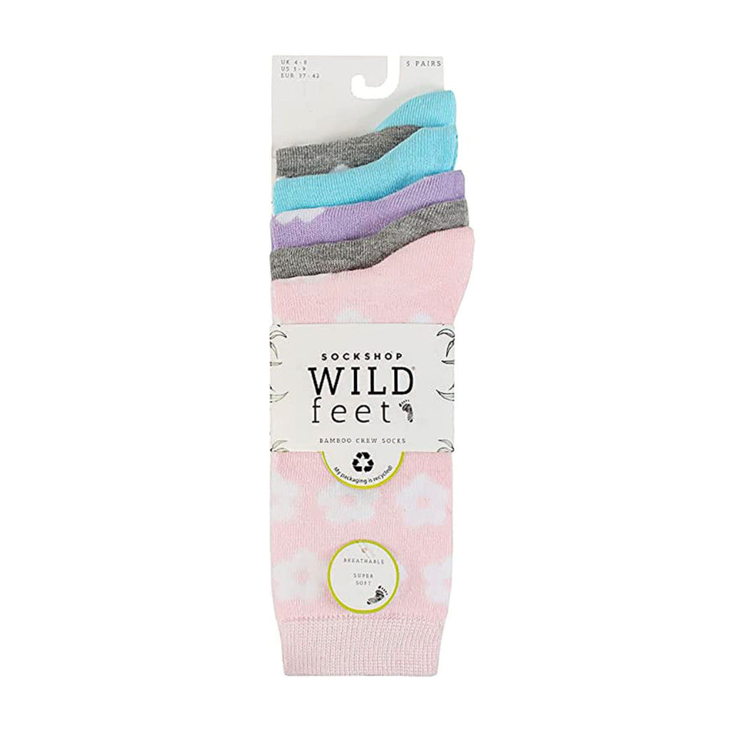 5 Pack Ladies Jacquard Patterned Crew Socks