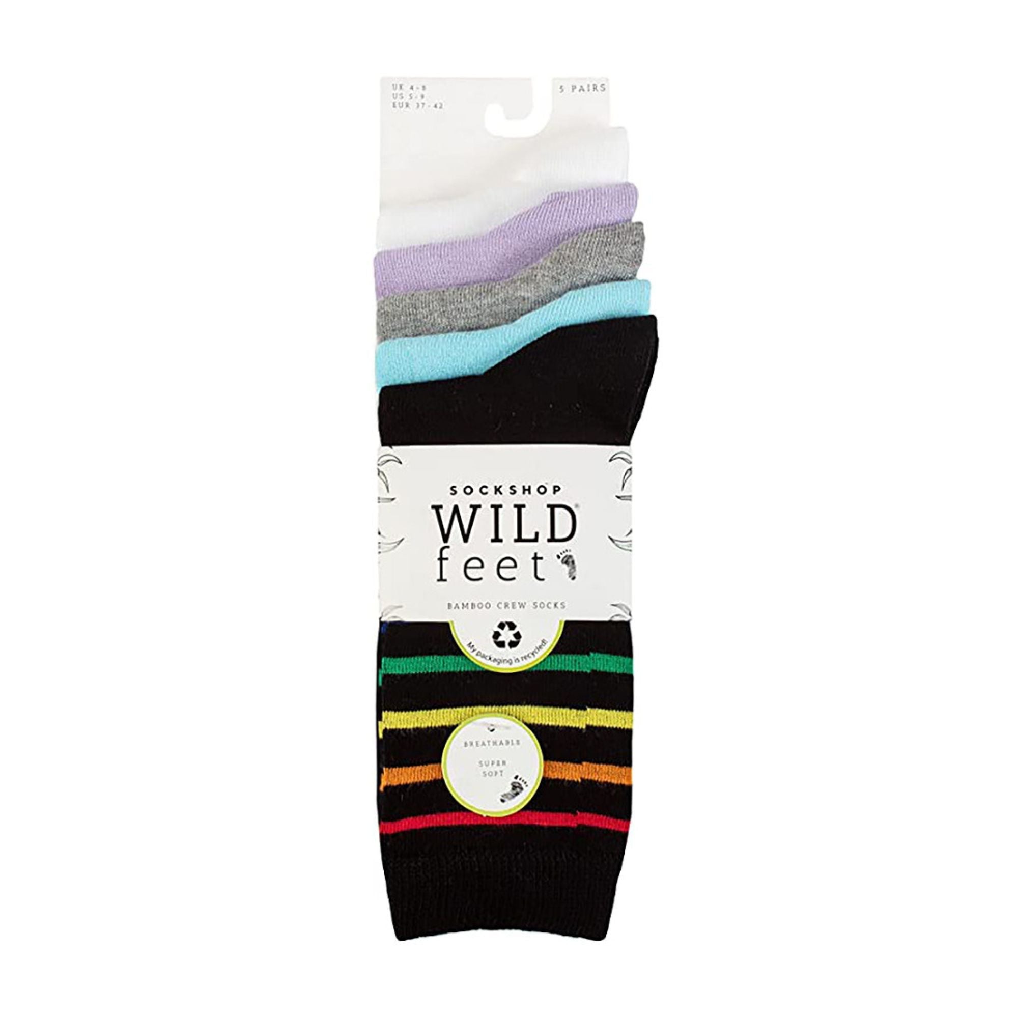 5 Pack Ladies Jacquard Patterned Crew Socks