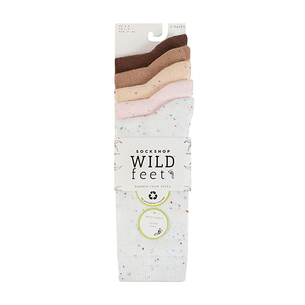 5 Pack Ladies Jacquard Patterned Crew Socks