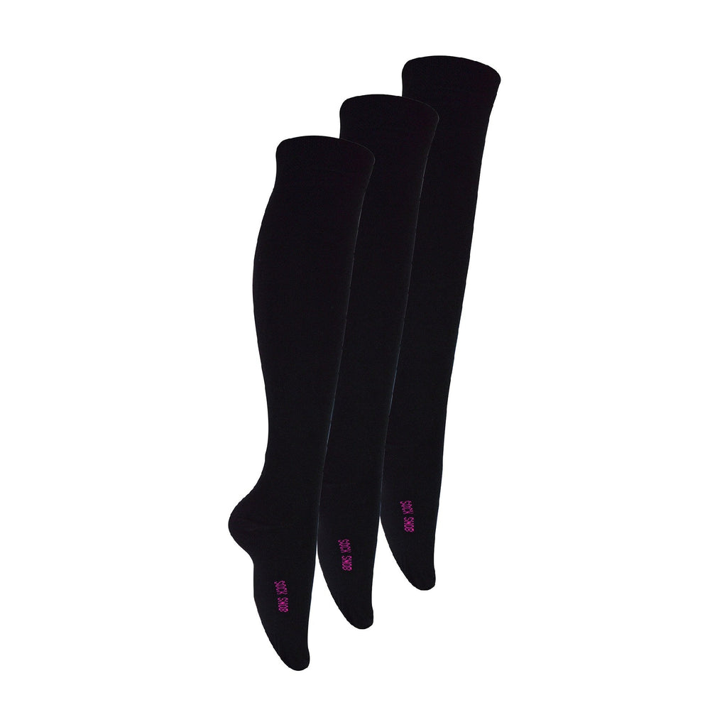 3 Pack Girls Knee High Long Plain Soft Breathable Bamboo Socks