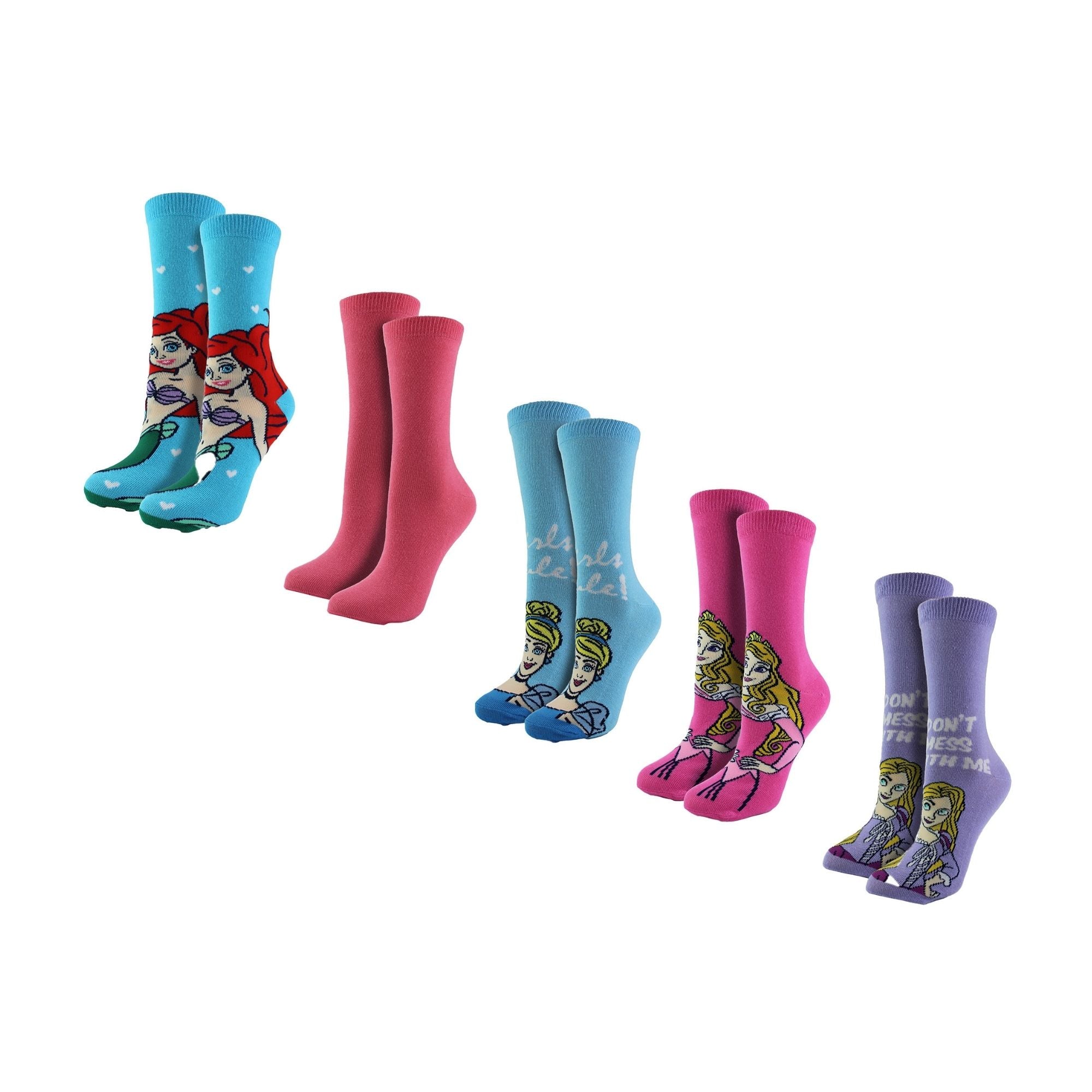 Ladies 5 Pack Princess Socks | Cute Funny Novelty Disney Socks | Disney Gifts
