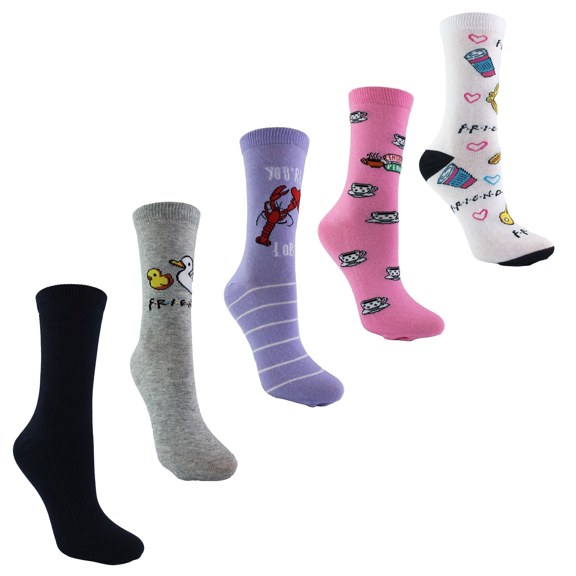 Ladies 5 Pairs of Funny Novelty Friends Socks | Gifts for Friendship Day