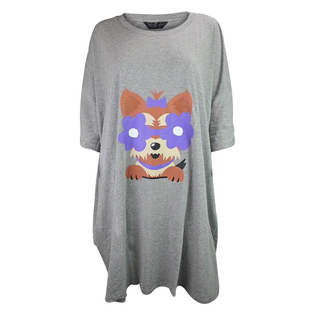 Ladies Oversized Long Nightie Cute Novelty Style Pajama Top