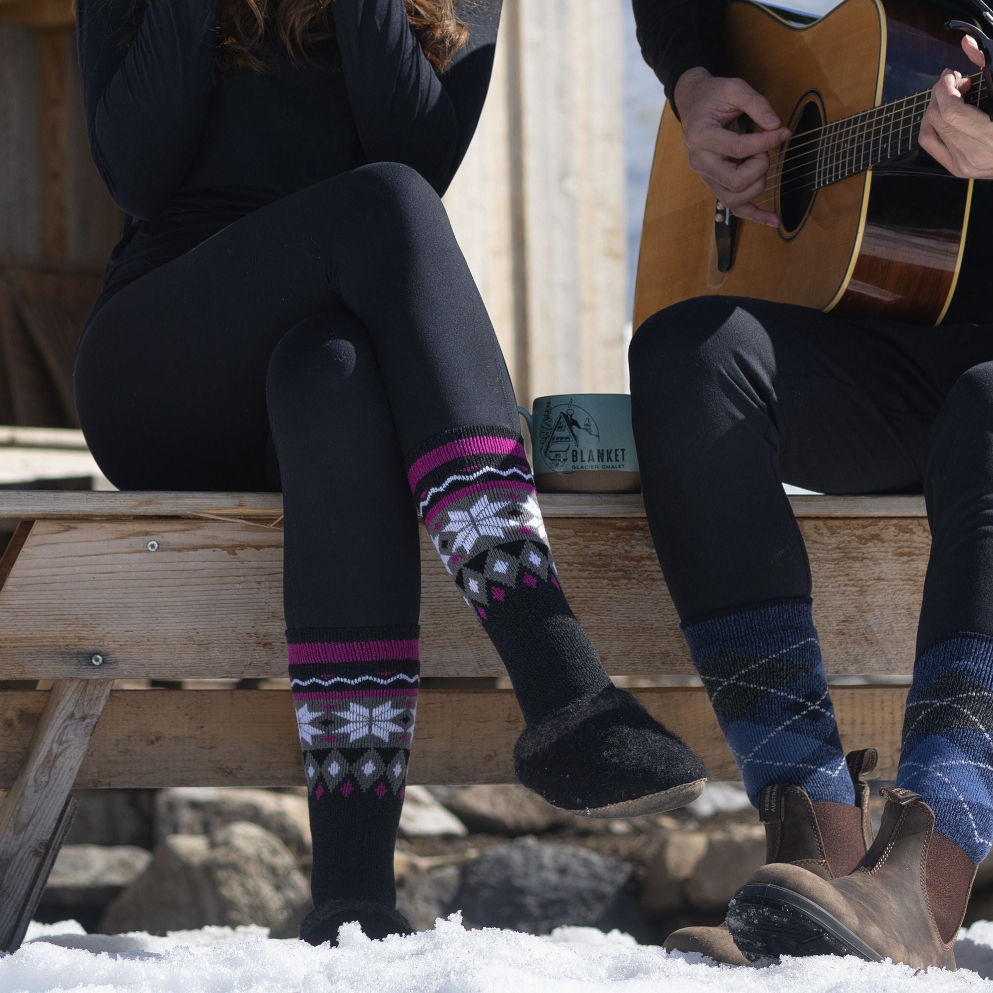 Ladies Thin Extra Long Patterned Lightweight Thermal Socks
