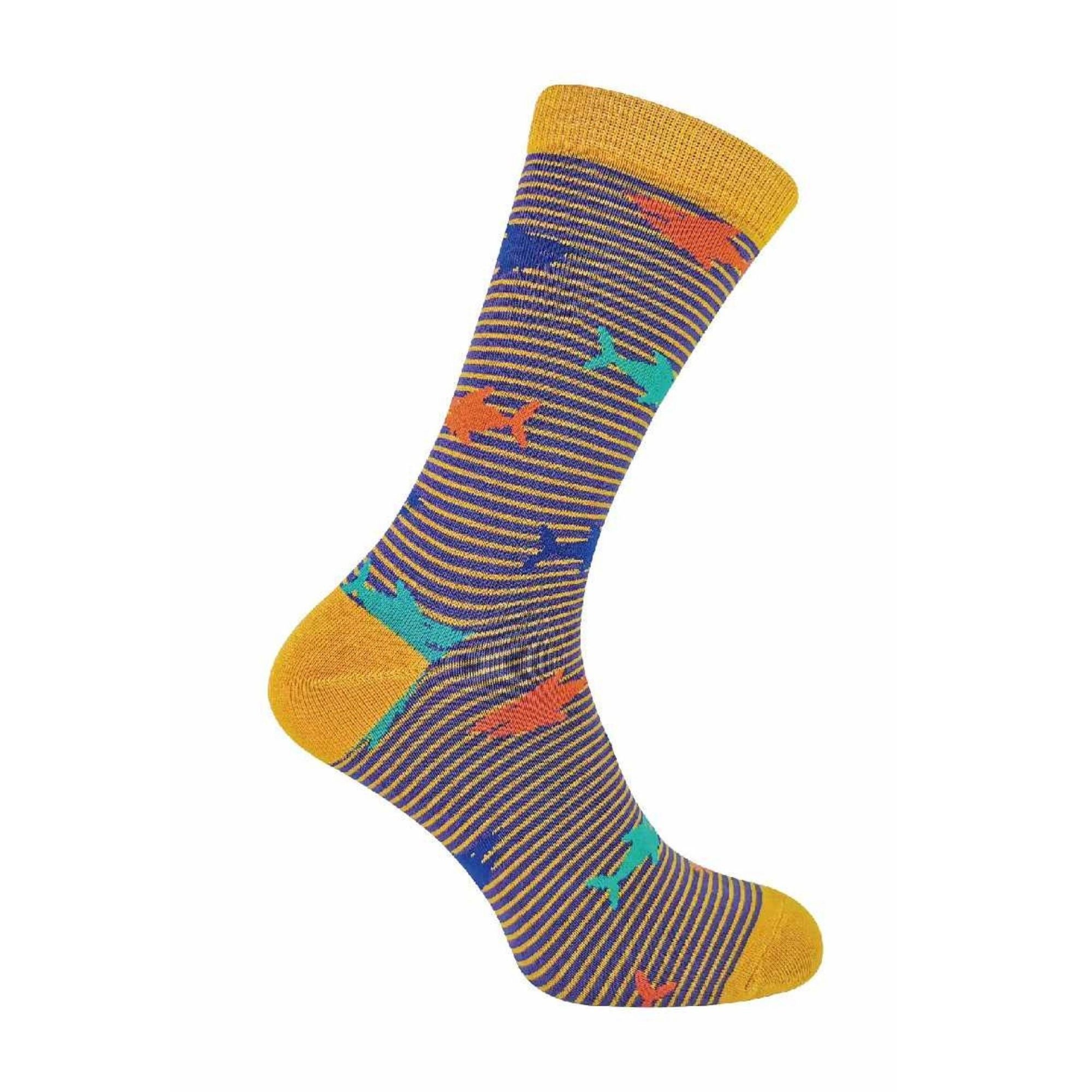 1 Pack Mens Novelty Purple Shark Bamboo Socks