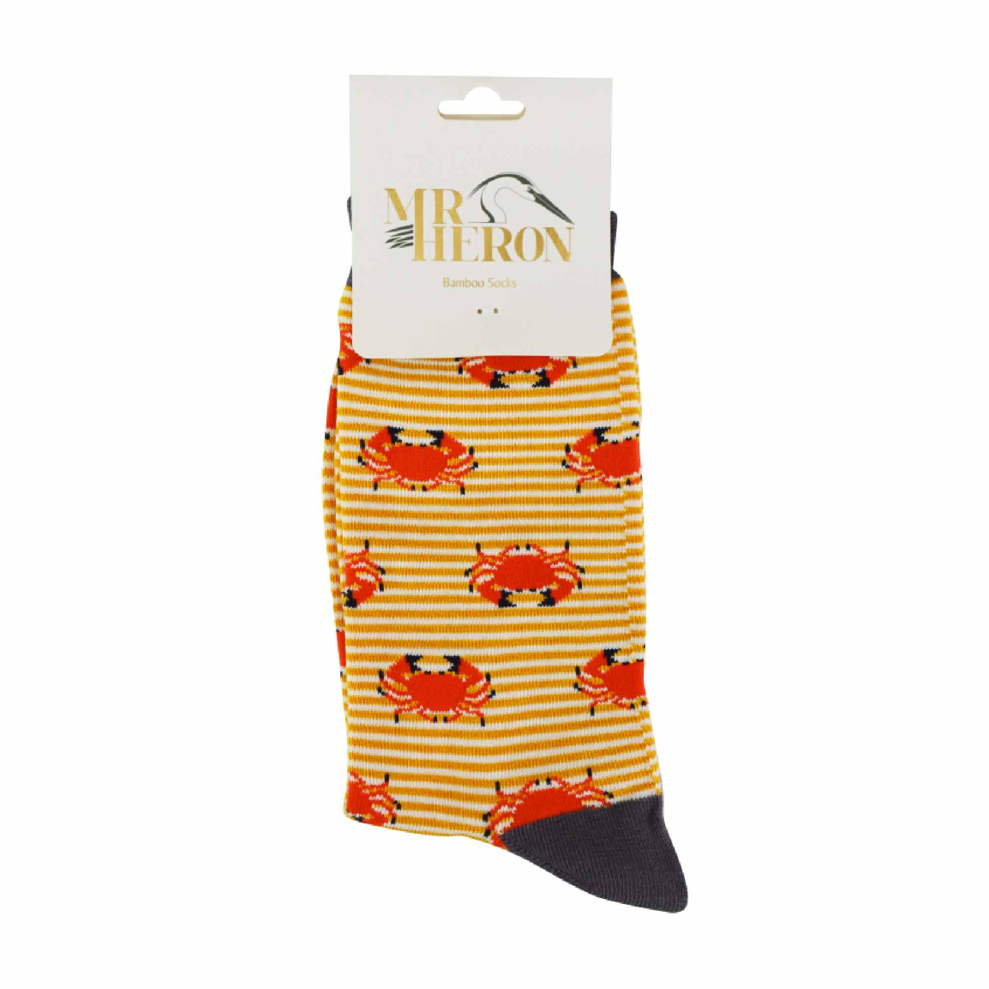 1 Pack Mens Novelty Mustard Crabs Bamboo Socks