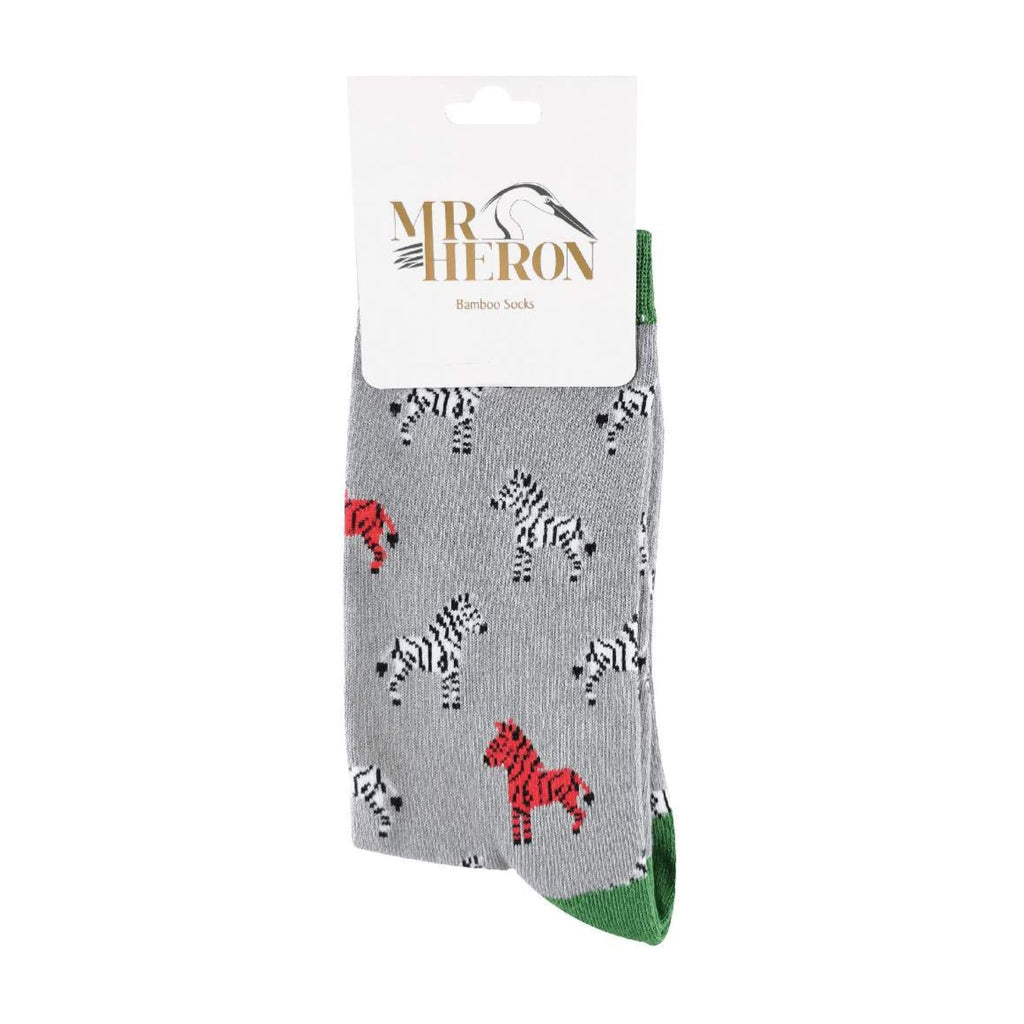 1 Pack Mens Novelty Grey Zebra Bamboo Socks