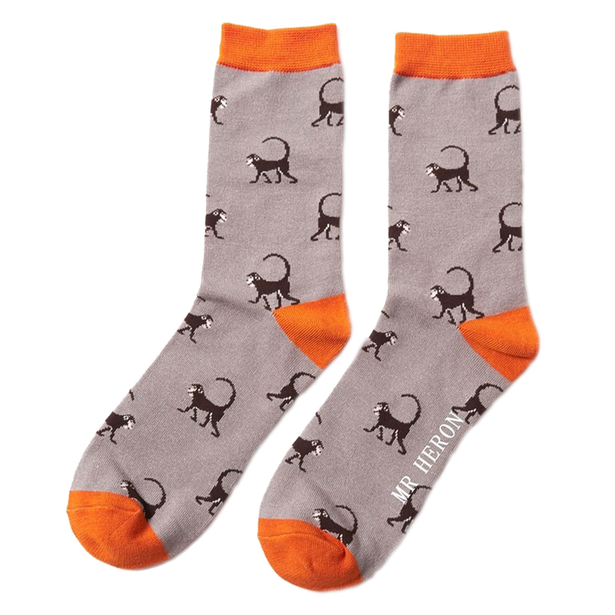 1 Pack Mens Novelty Grey Monkey Bamboo Socks