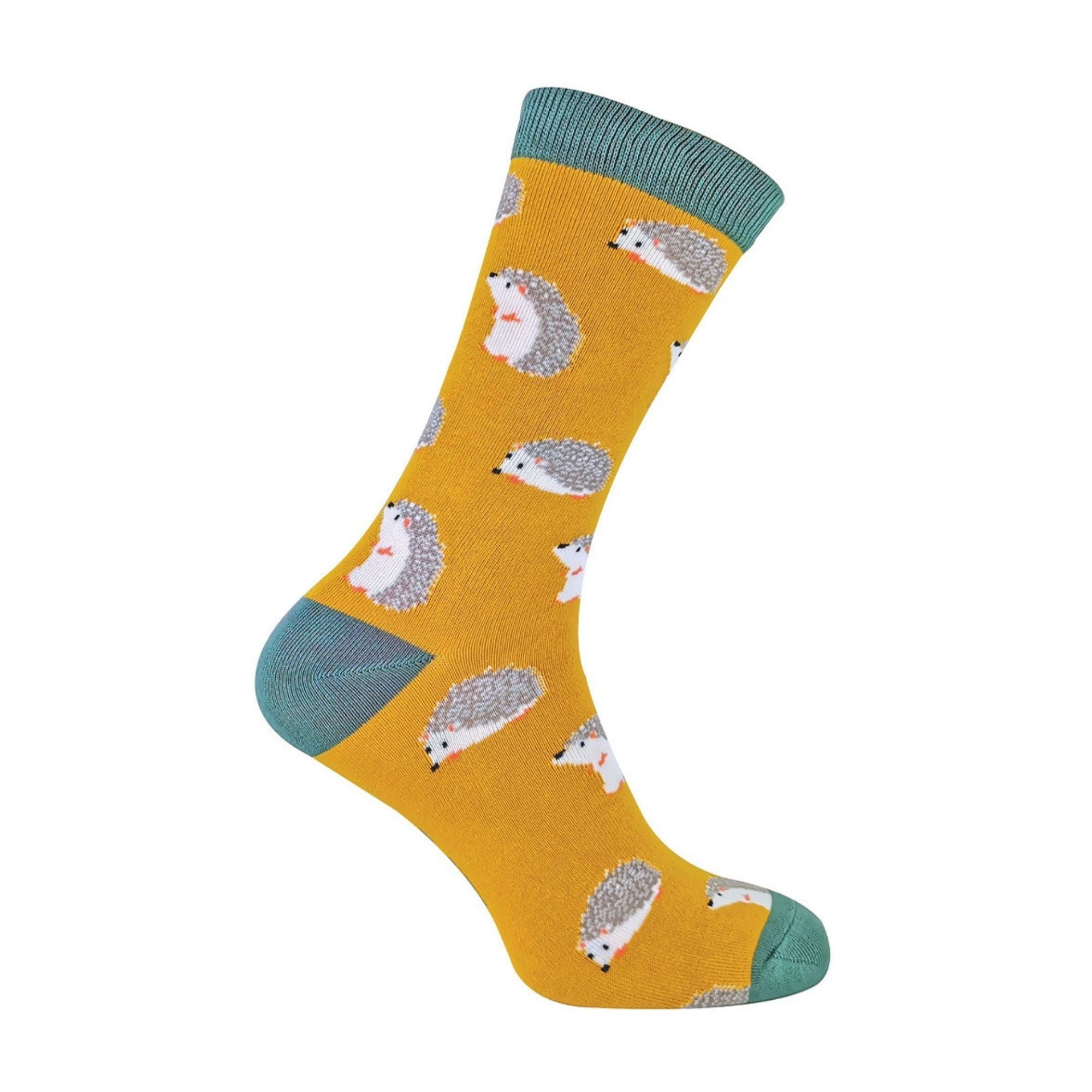 1 Pack Mens Novelty Mustard Hedgehog Bamboo Socks